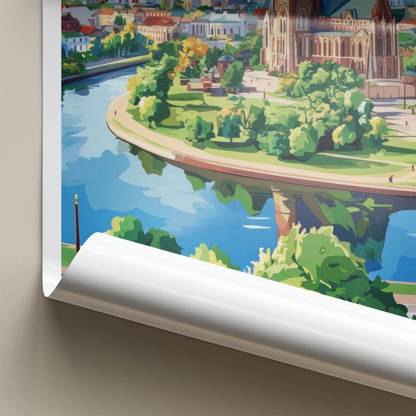Kaliningrad Poster - Russia Travel Art - Historic Cityscape River Home Decor