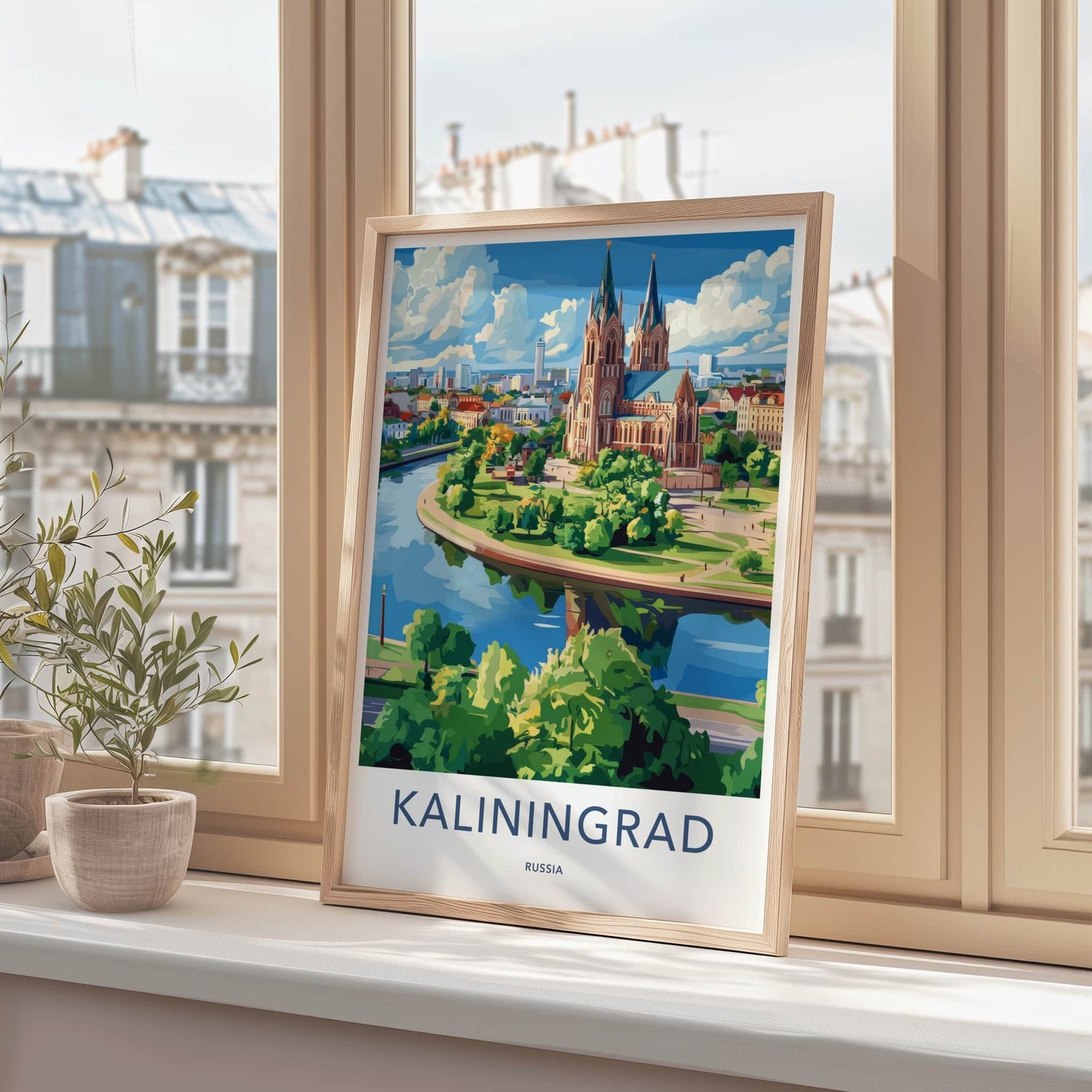 Kaliningrad Poster - Russia Travel Art - Historic Cityscape River Home Decor
