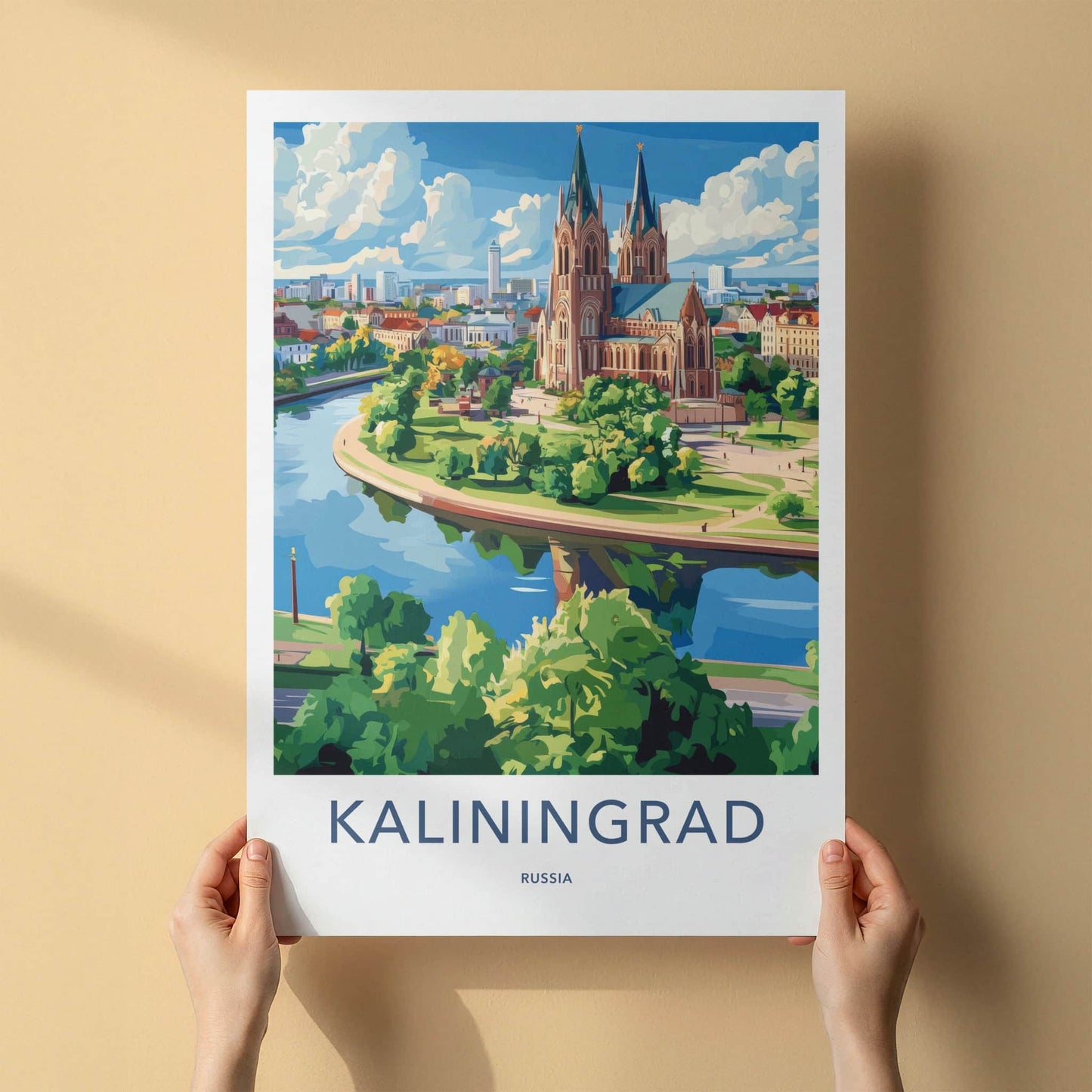 Kaliningrad Poster - Russia Travel Art - Historic Cityscape River Home Decor