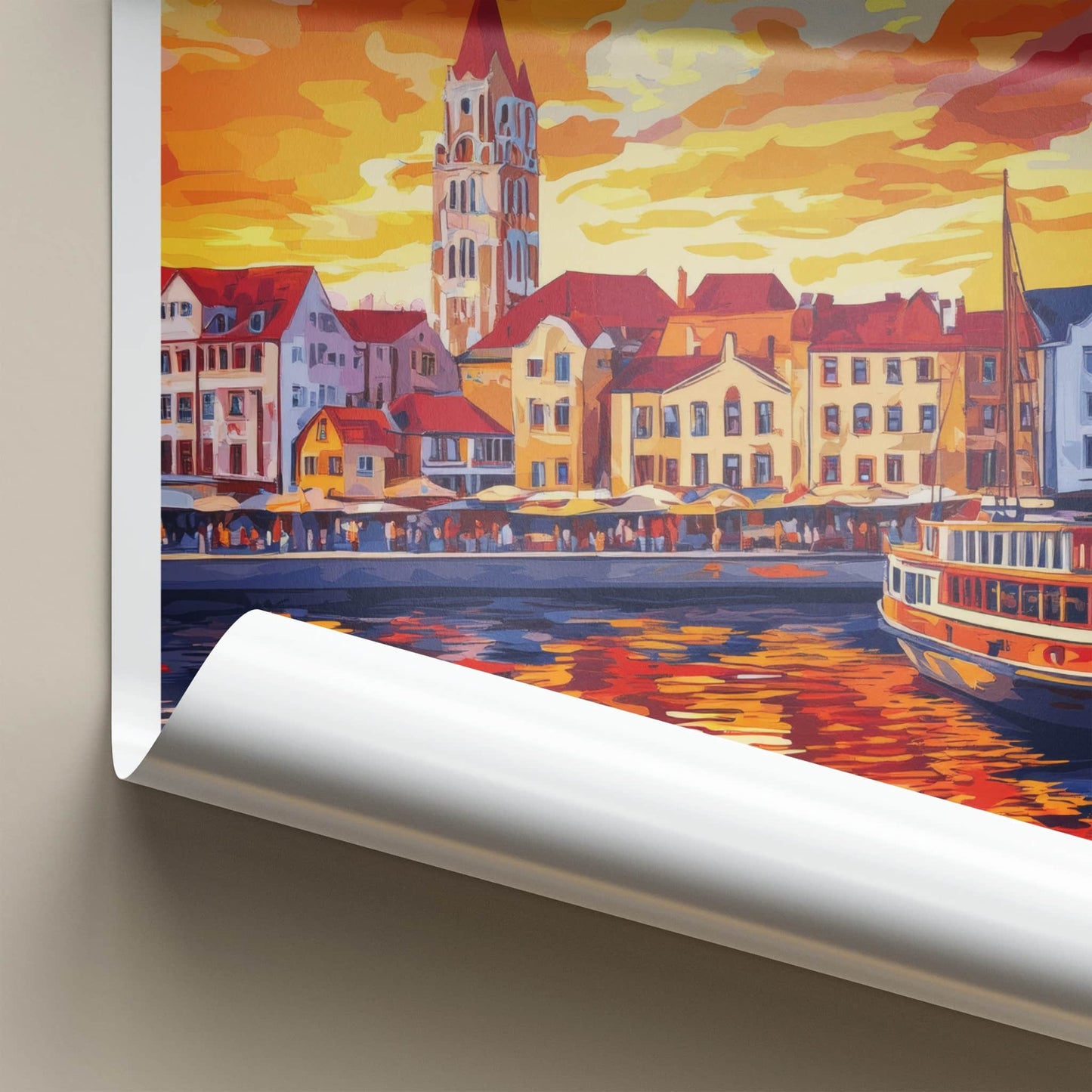 Kaliningrad Poster - Russia Travel Art - Painterly Cityscape Sunset Home Decor