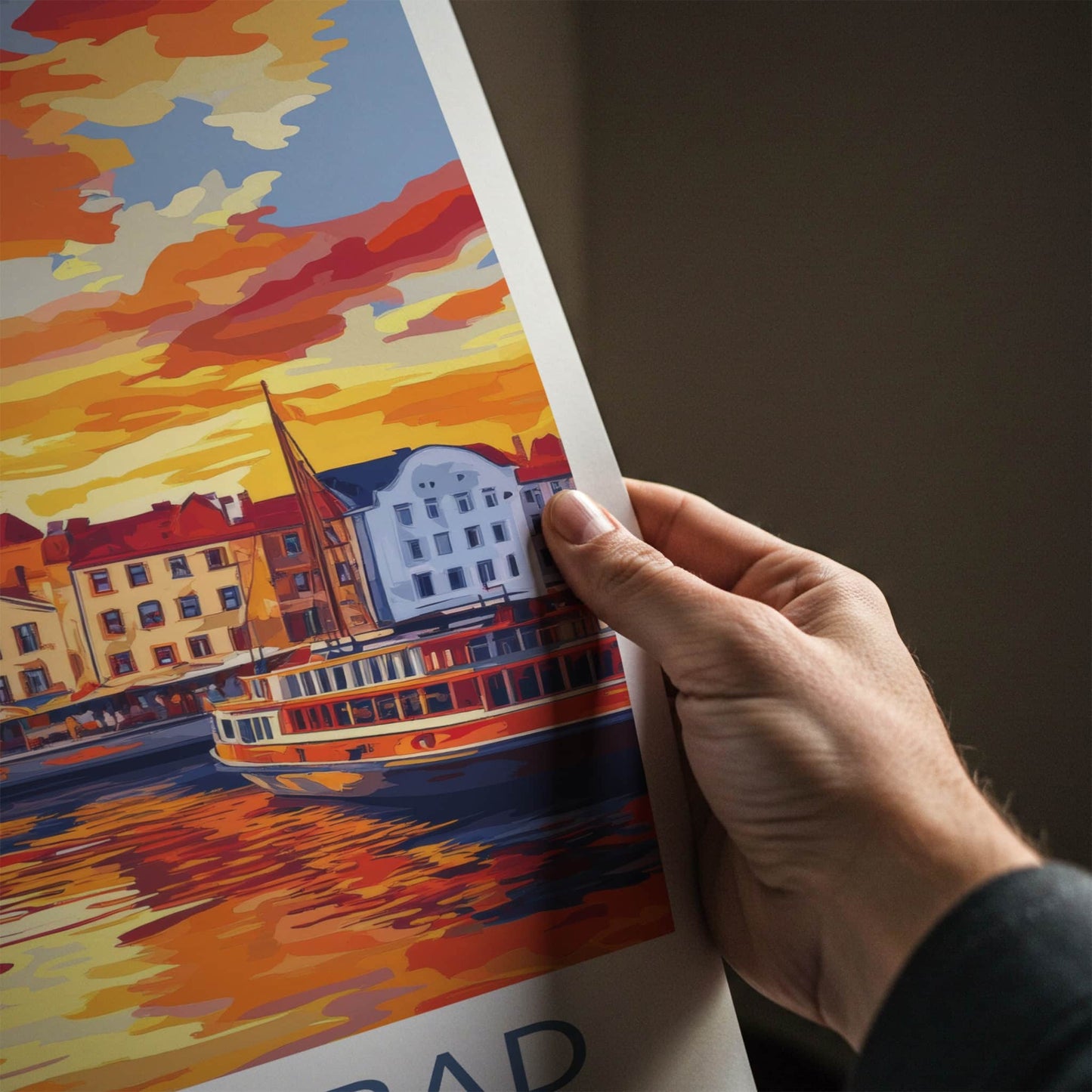 Kaliningrad Poster - Russia Travel Art - Painterly Cityscape Sunset Home Decor