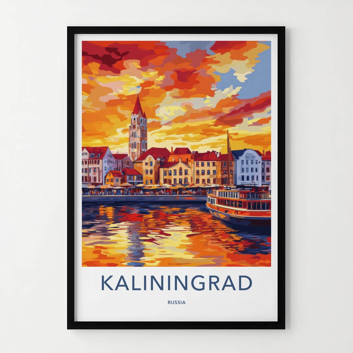 Kaliningrad Poster - Russia Travel Art - Painterly Cityscape Sunset Home Decor