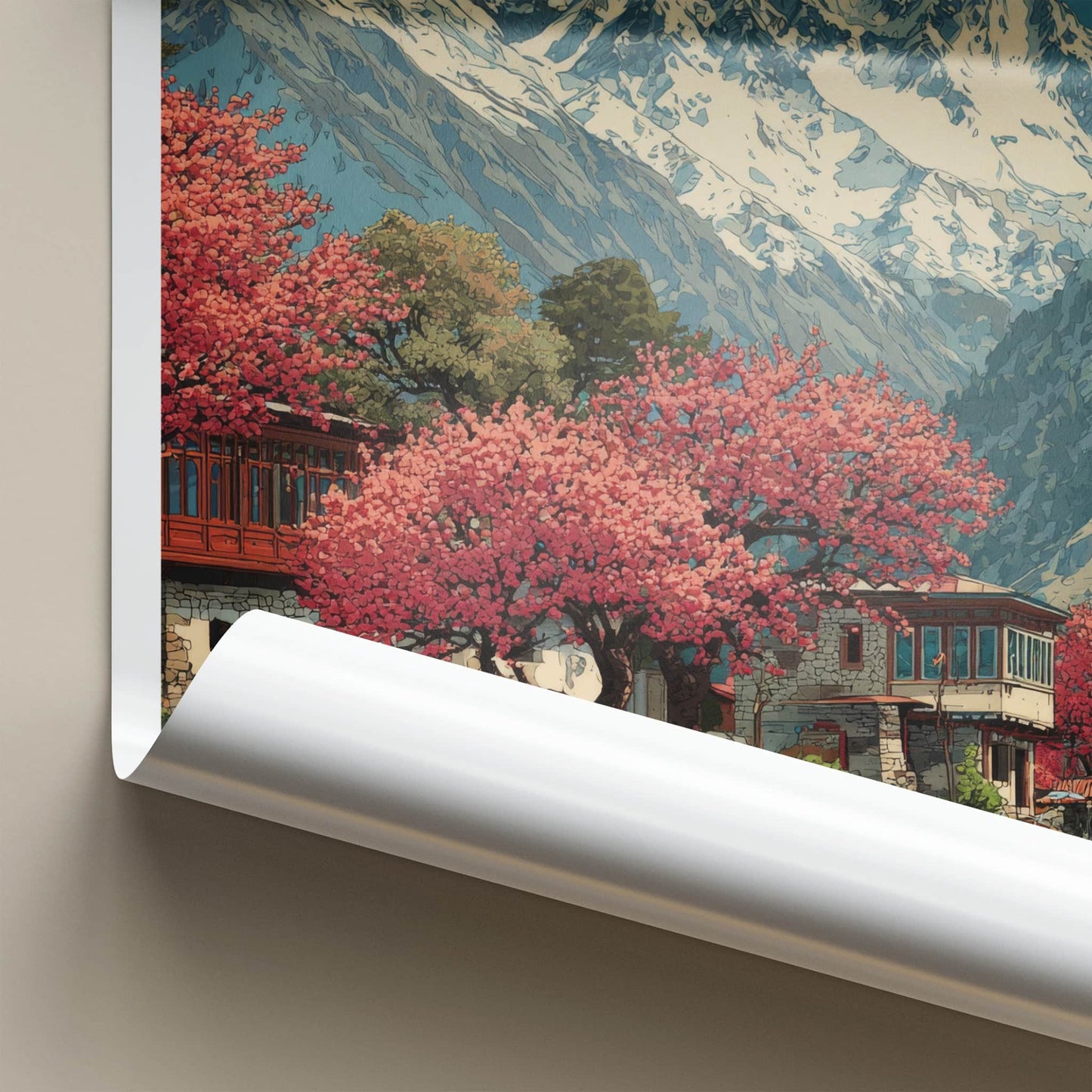 Kalpa Poster - India Travel Art - Himachal Pradesh Snowy Peak Home Decor