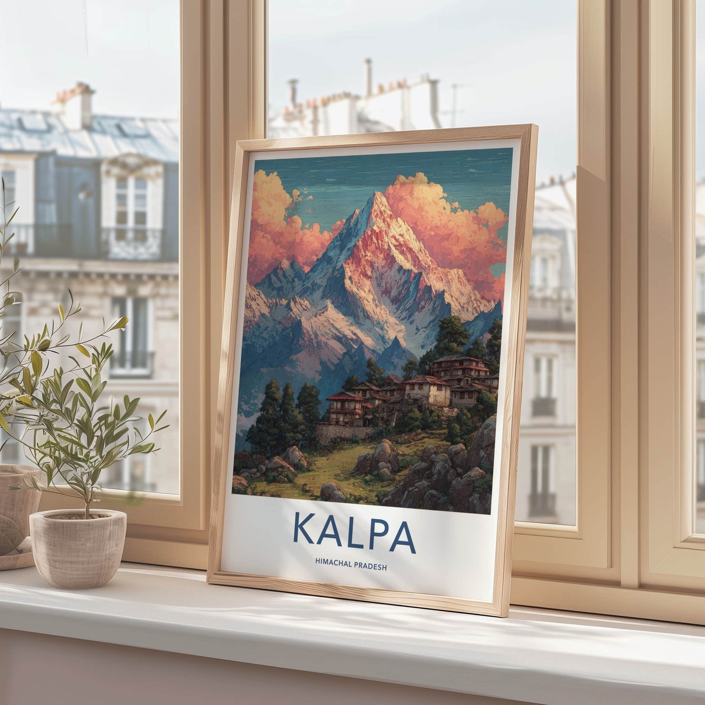 Kalpa Poster - India Wall Art - Pink Clouds Mountain Home Decor