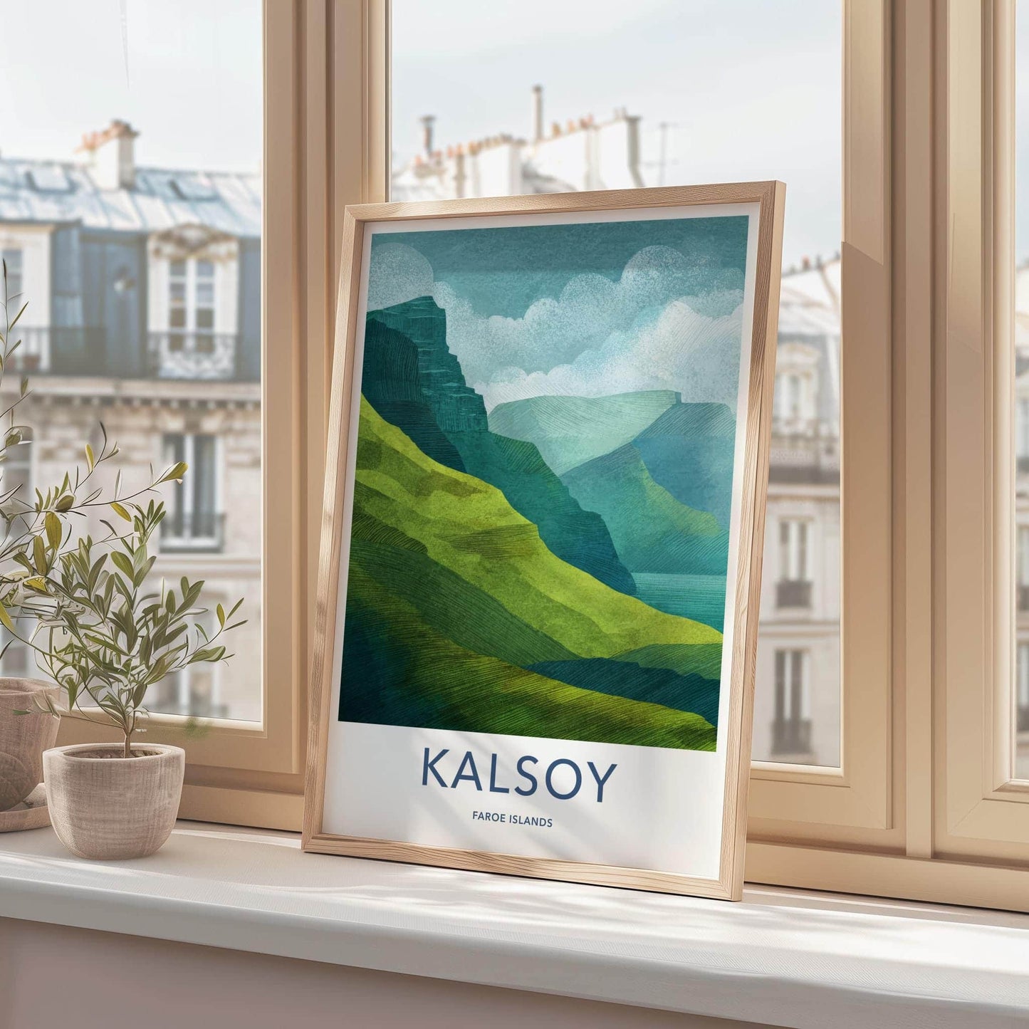 Kalsoy Poster - Faroe Islands Travel Art - Layered Island Landscape Home Decor