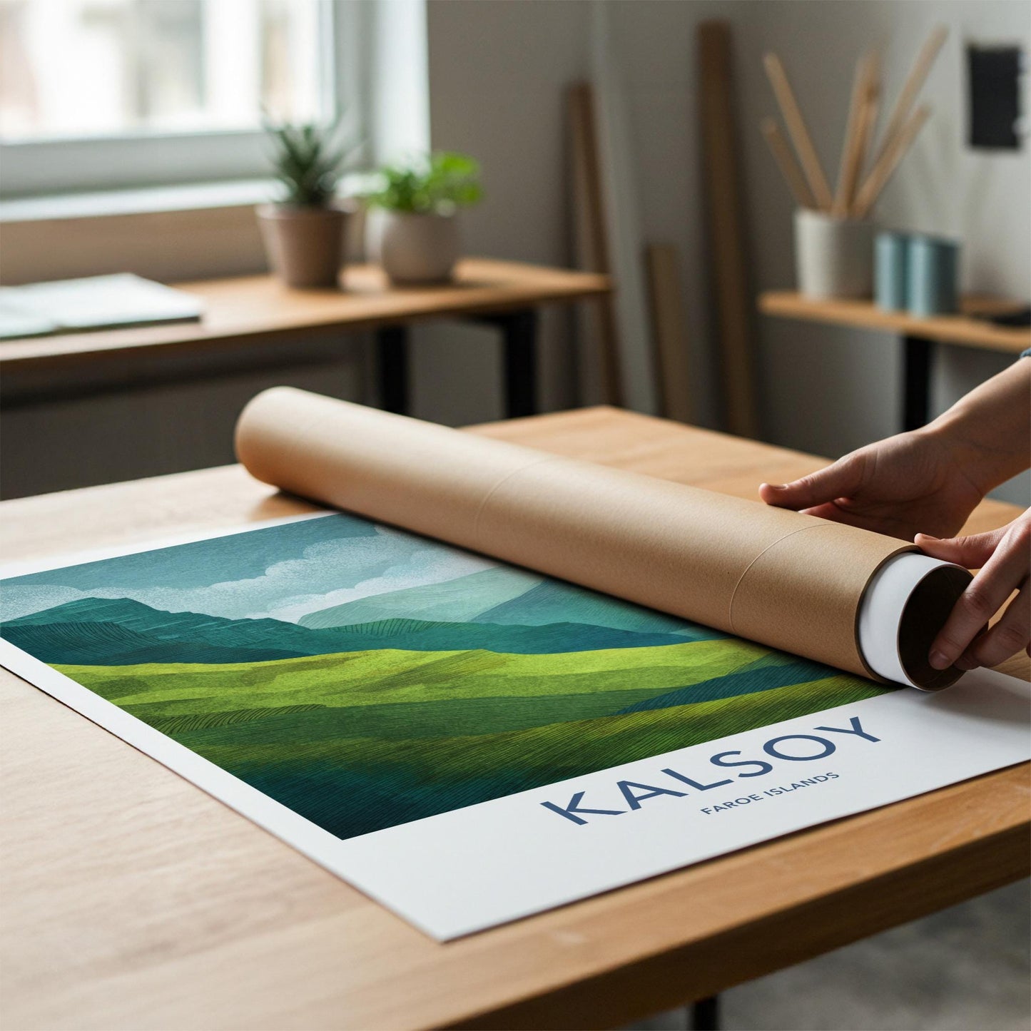 Kalsoy Poster - Faroe Islands Travel Art - Layered Island Landscape Home Decor
