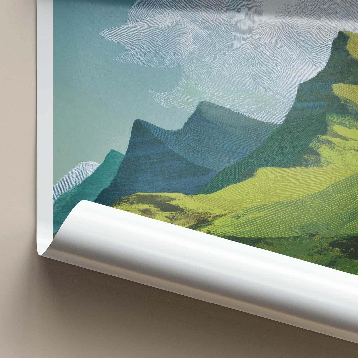 Kalsoy Poster - Faroe Islands Travel Art - Rolling Green Peaks Home Decor
