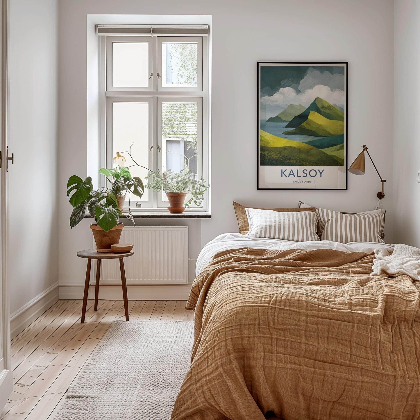 Kalsoy Poster - Faroe Islands Wall Art - Green Hillside Seascape Home Art