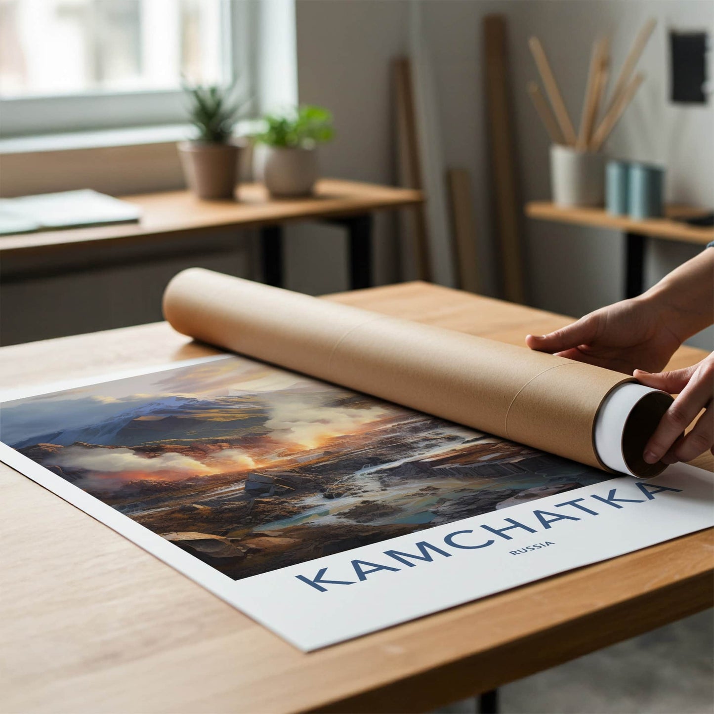 Kamchatka Poster - Russia Art Print - Steaming River Valley Home Decor