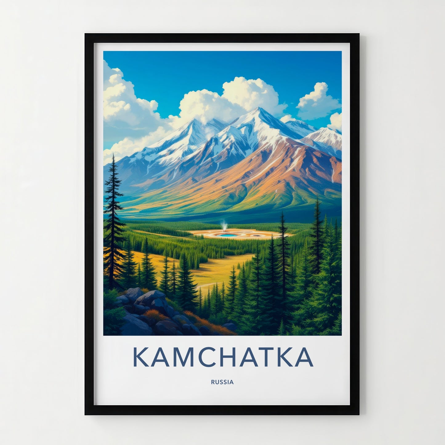 Kamchatka Poster - Russia Travel Art - Mountain Valley Spring Home Decor