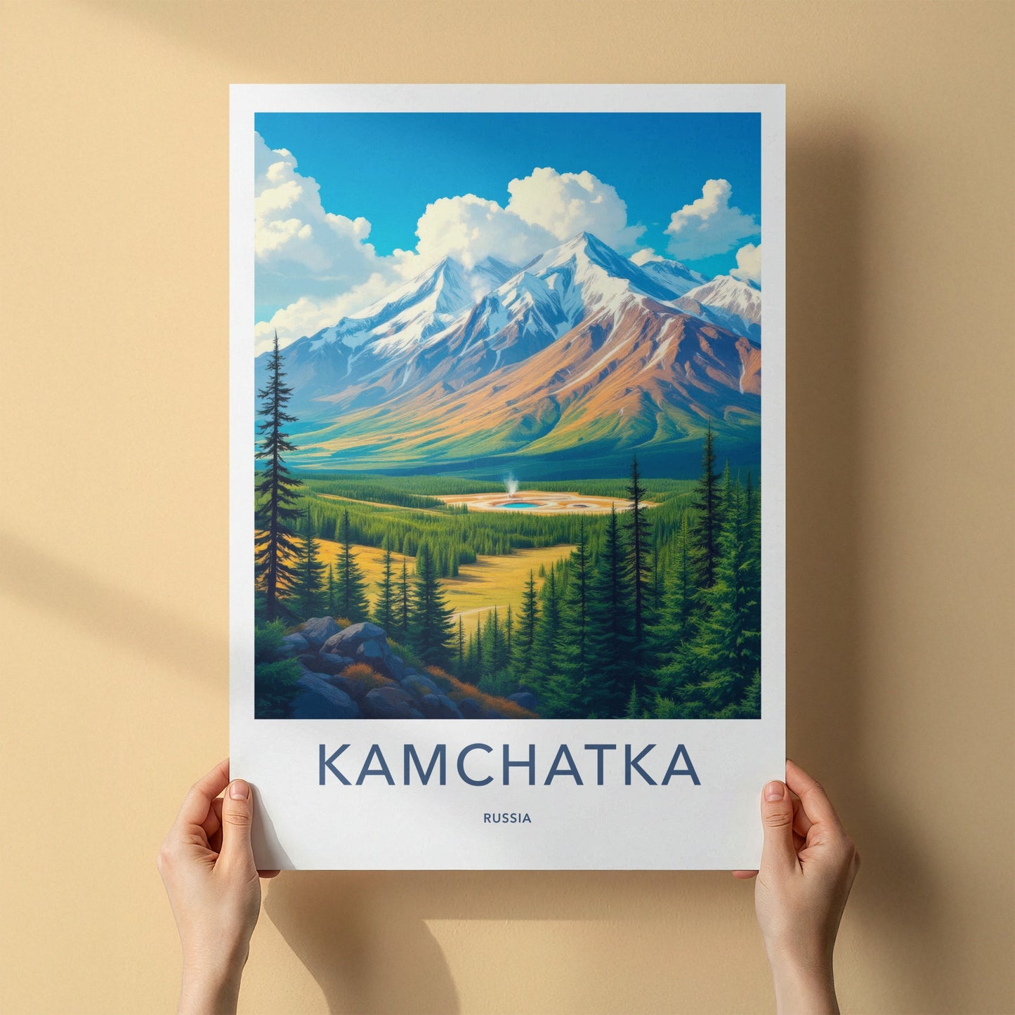 Kamchatka Poster - Russia Travel Art - Mountain Valley Spring Home Decor