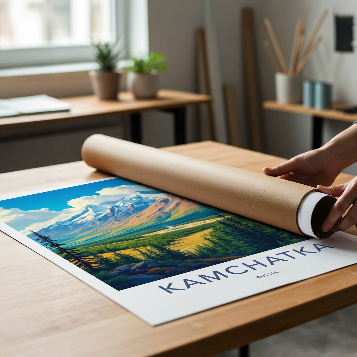 Kamchatka Poster - Russia Travel Art - Mountain Valley Spring Home Decor