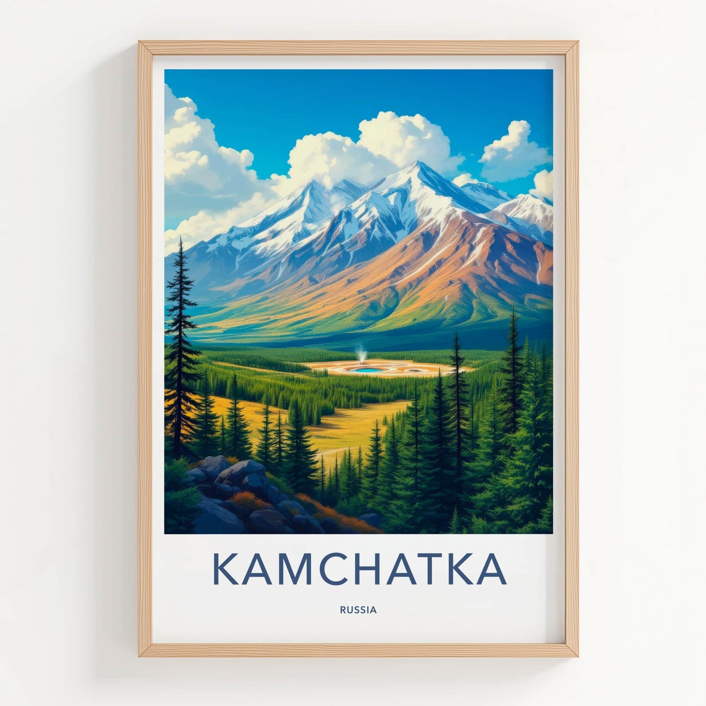 Kamchatka Poster - Russia Travel Art - Mountain Valley Spring Home Decor