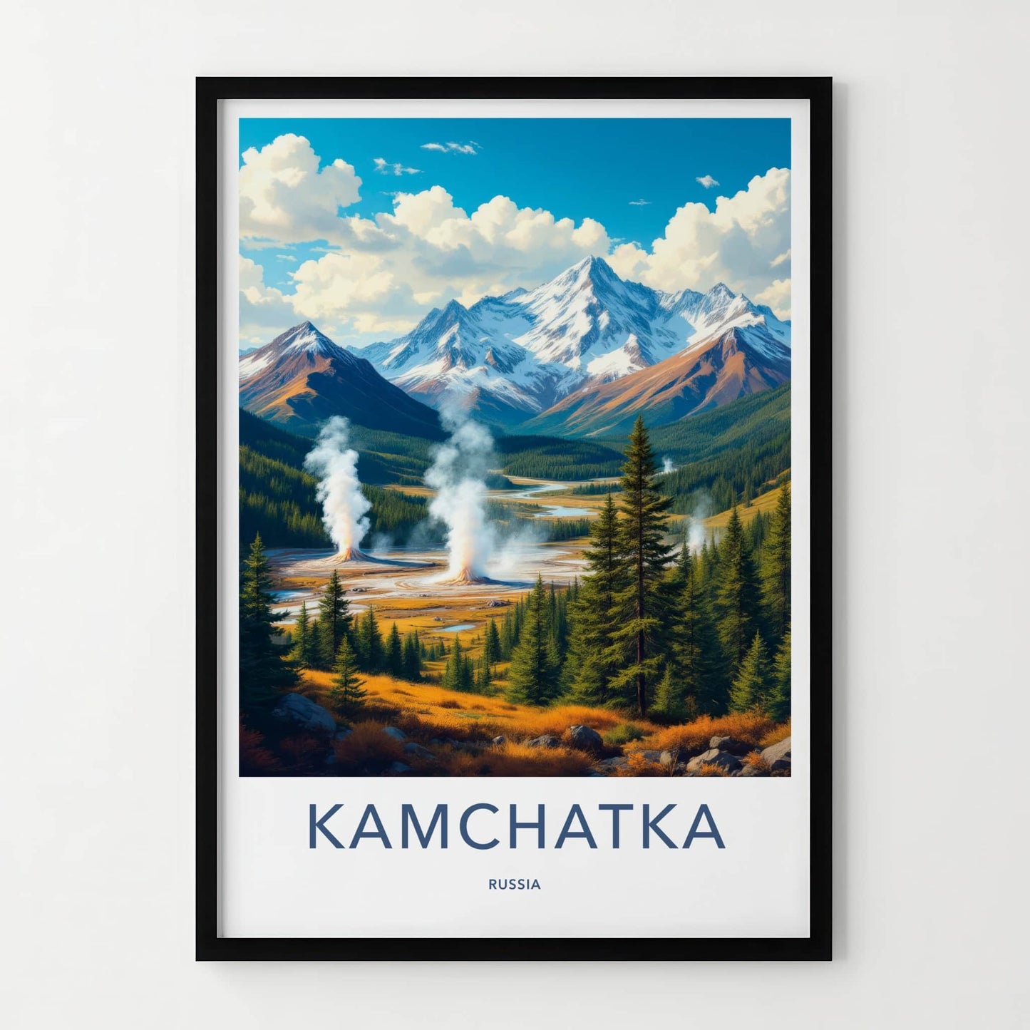 Kamchatka Poster - Russia Travel Art - Steaming Volcanic Landscape Home Decor