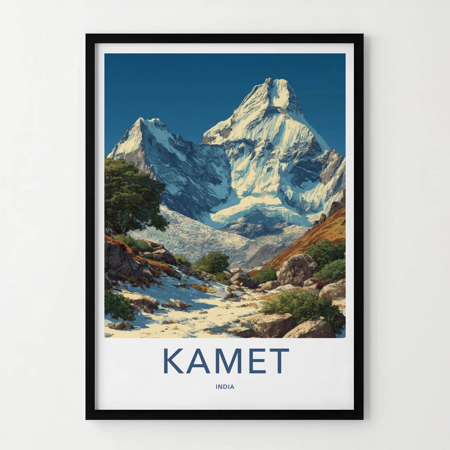 Kamet Poster - India Travel Art - Uttarakhand Glacier Peaks Wall Decor