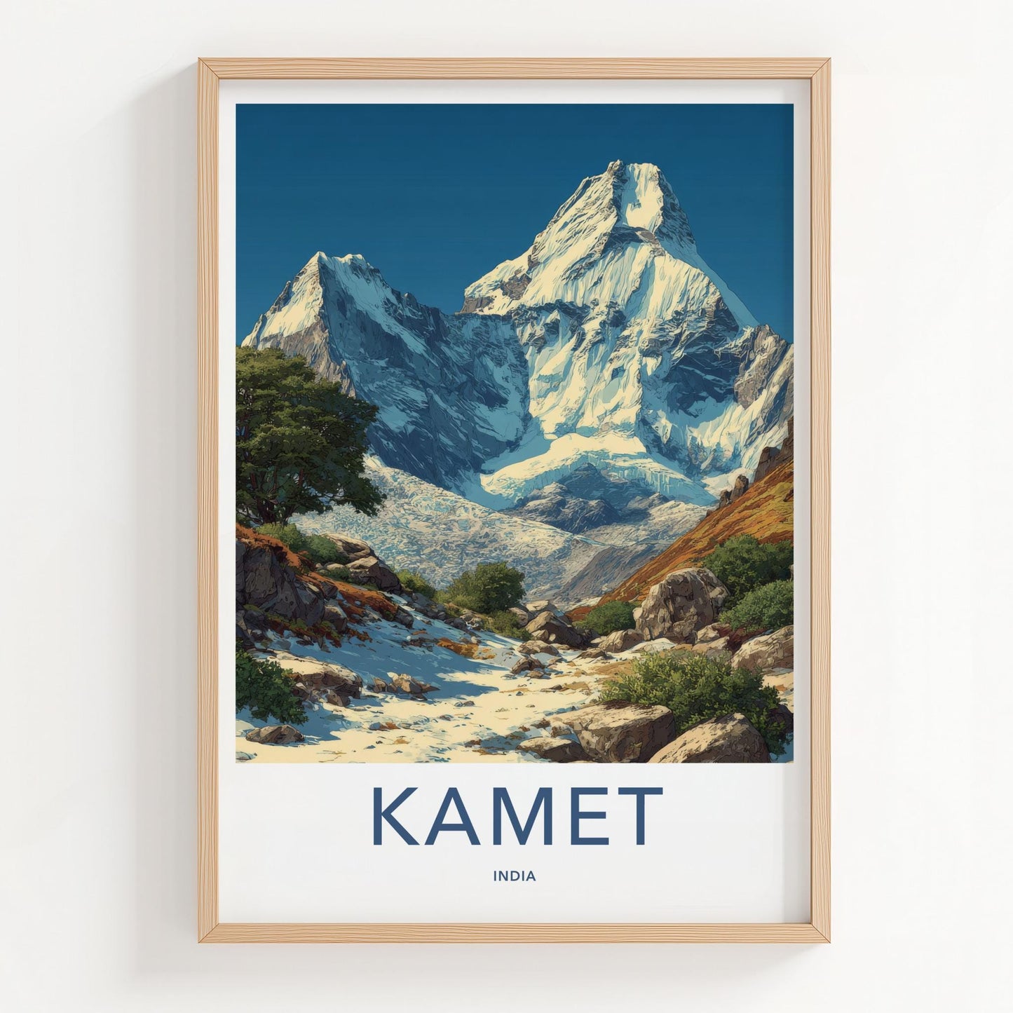Kamet Poster - India Travel Art - Uttarakhand Glacier Peaks Wall Decor