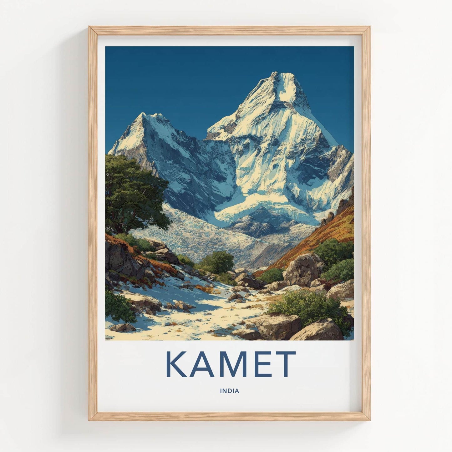 Kamet Poster - India Travel Art - Uttarakhand Glacier Peaks Wall Decor