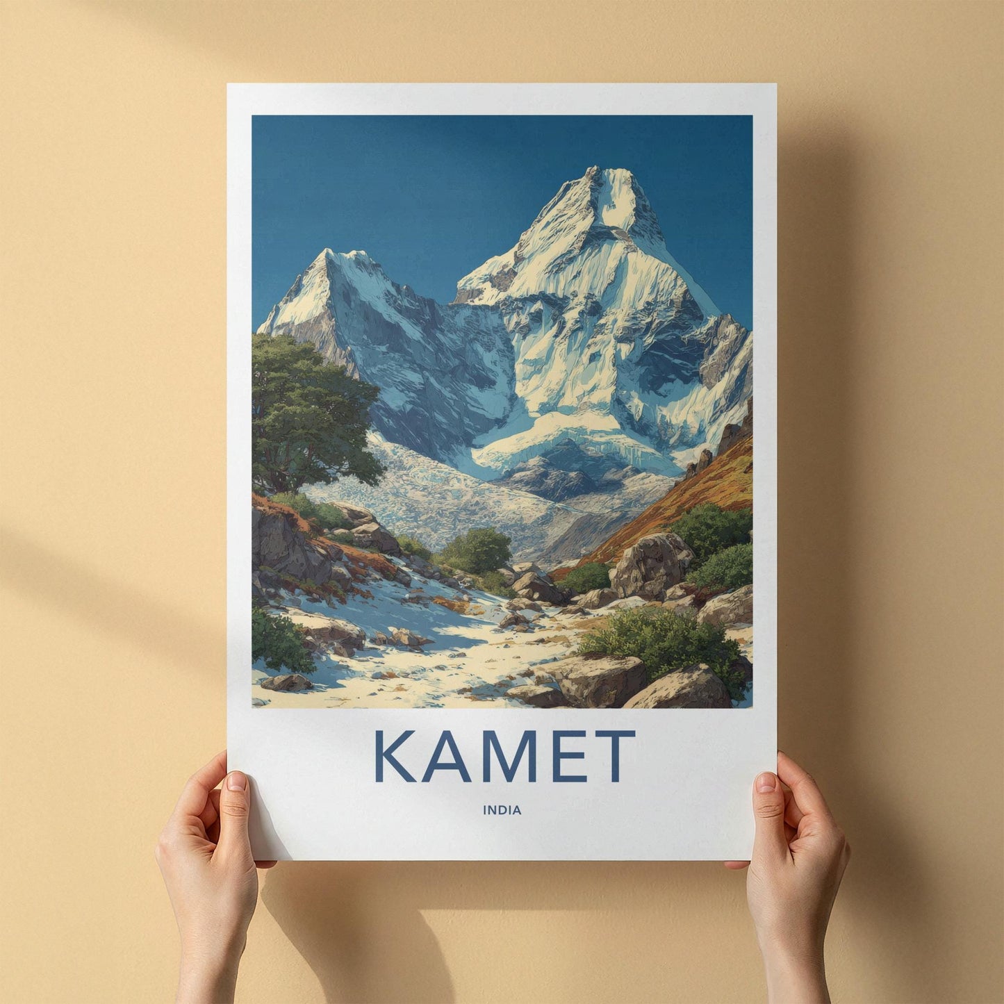 Kamet Poster - India Travel Art - Uttarakhand Glacier Peaks Wall Decor