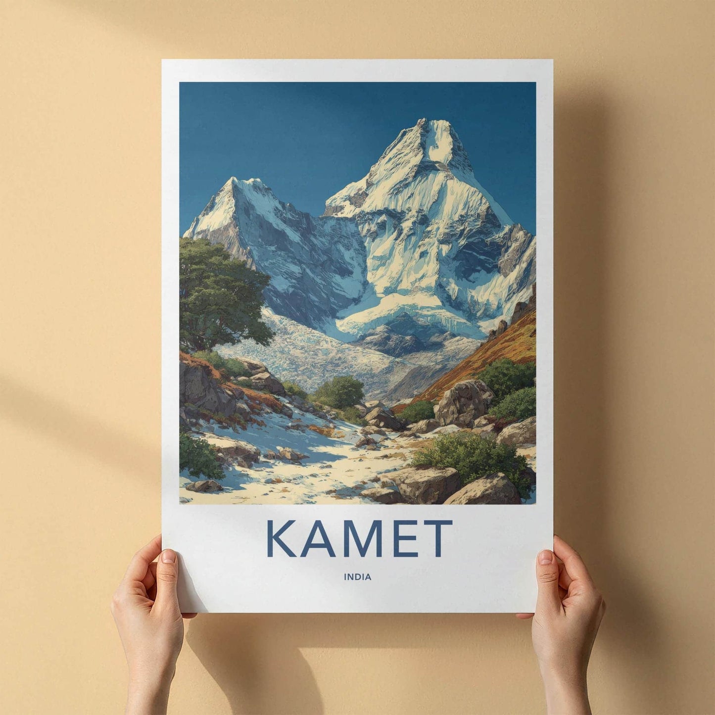 Kamet Poster - India Travel Art - Uttarakhand Glacier Peaks Wall Decor
