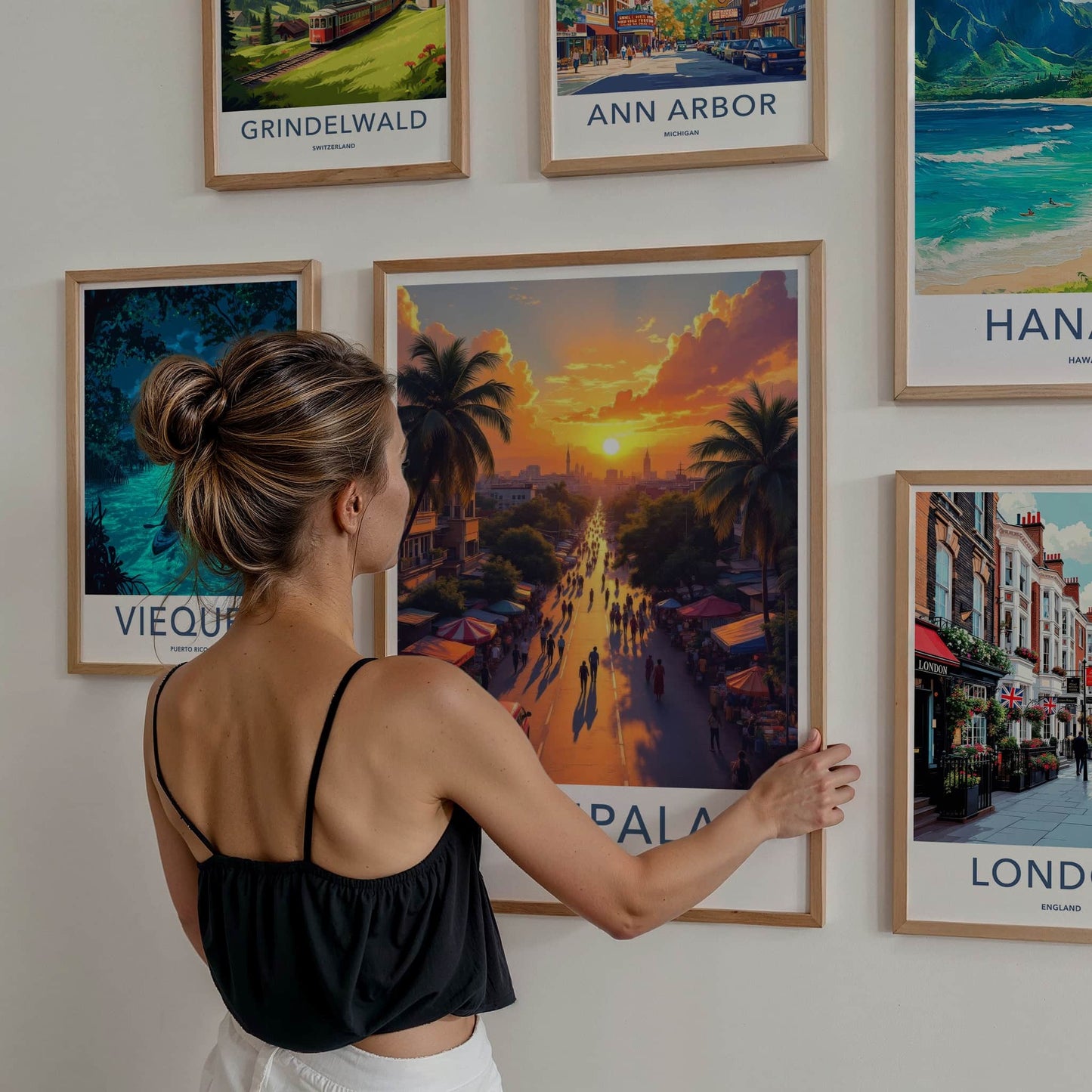 Kampala Poster - Uganda Travel Art - Golden Sunset Street Home Decor