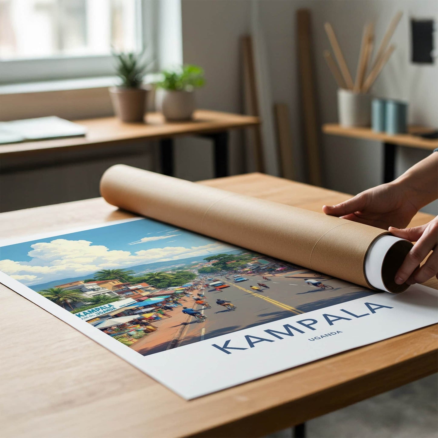 Kampala Poster - Uganda Travel Art - Vibrant Market Scene Home Decor