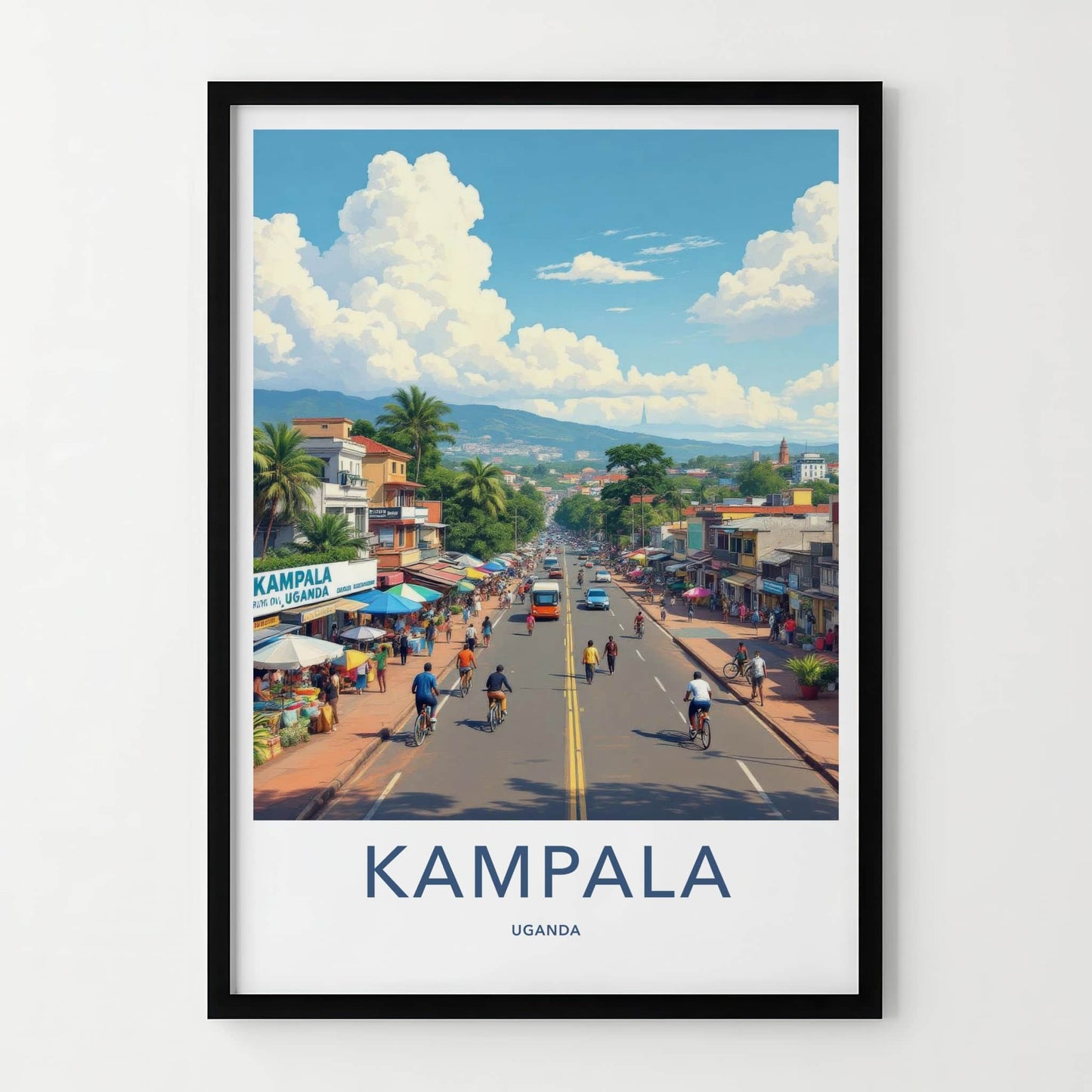 Kampala Poster - Uganda Travel Art - Vibrant Market Scene Home Decor