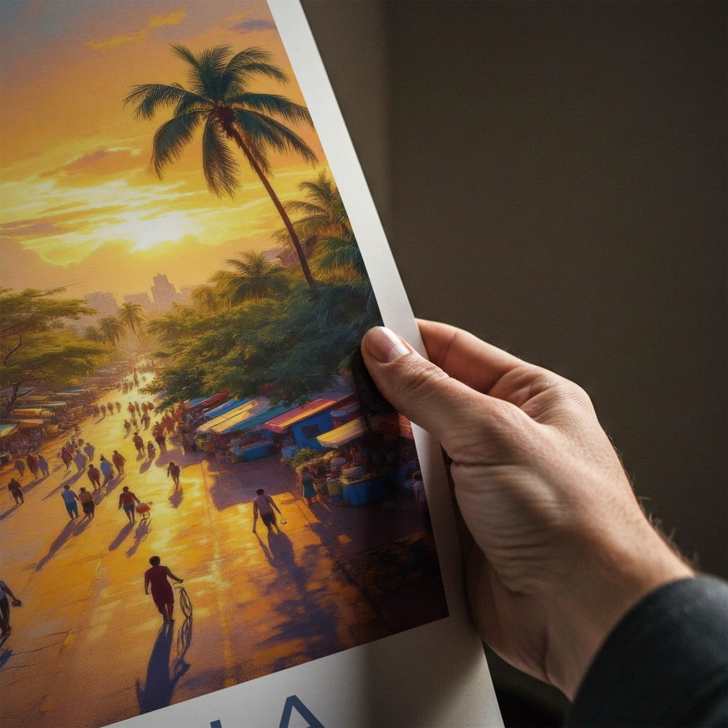 Kampala Poster - Uganda Travel Art - Vibrant Market Sunset Home Decor