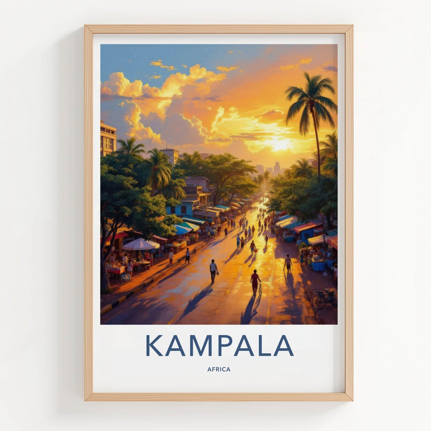 Kampala Poster - Uganda Travel Art - Vibrant Market Sunset Home Decor