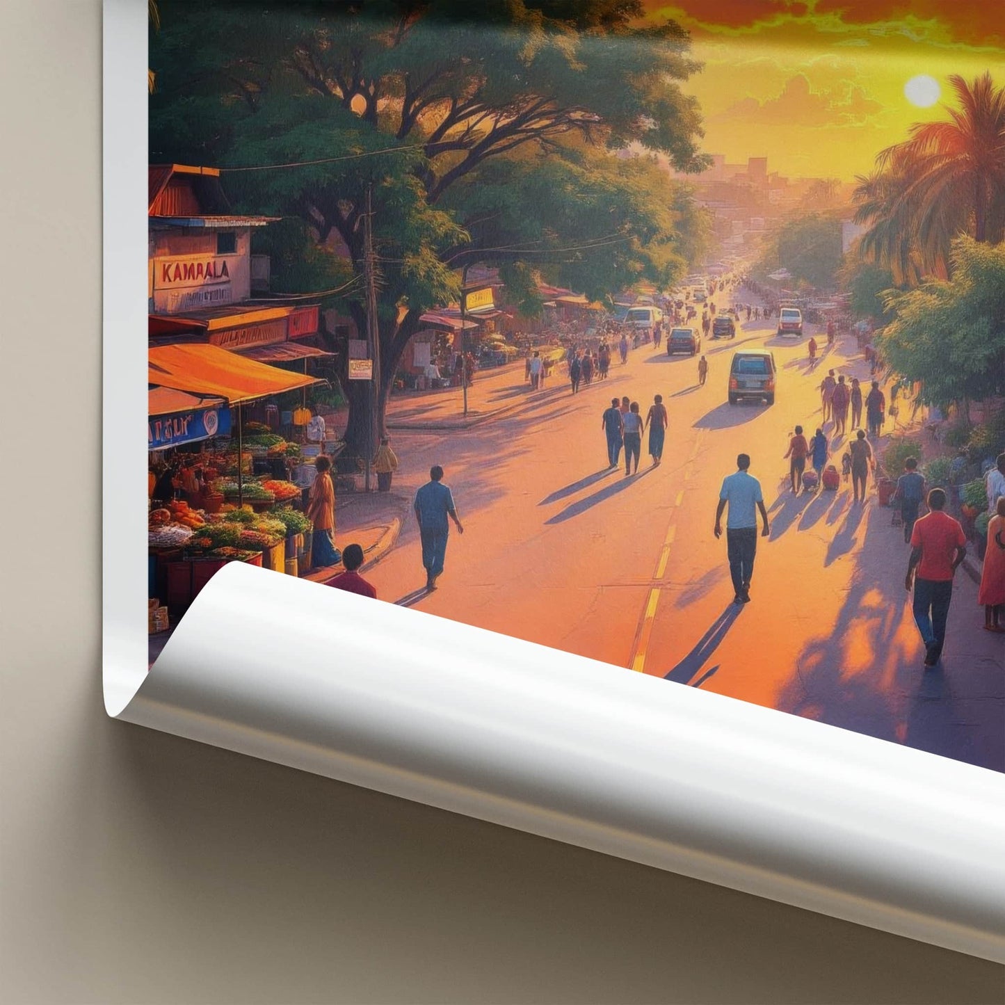 Kampala Poster - Uganda Travel Art - Vibrant Sunset Street Home Decor
