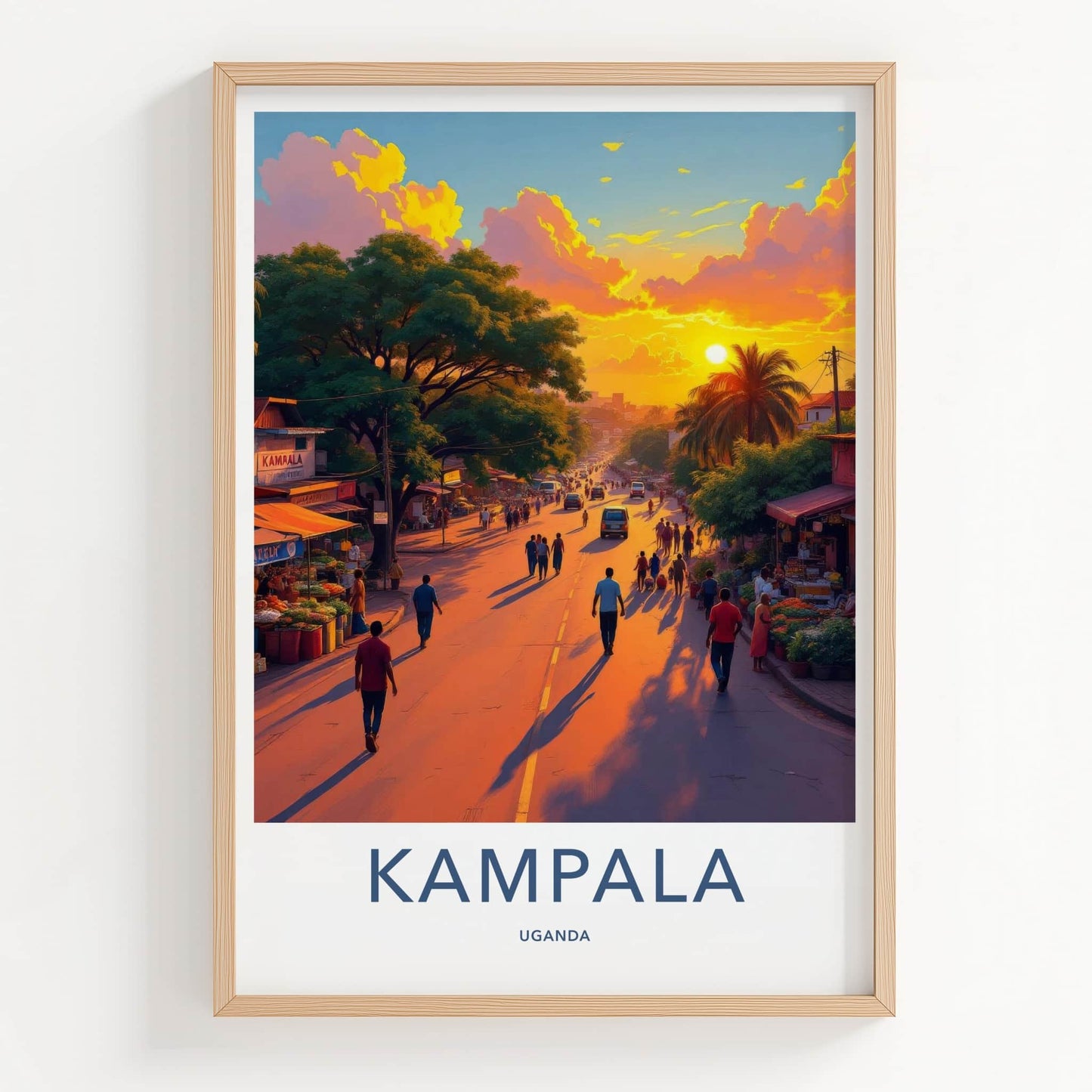 Kampala Poster - Uganda Travel Art - Vibrant Sunset Street Home Decor