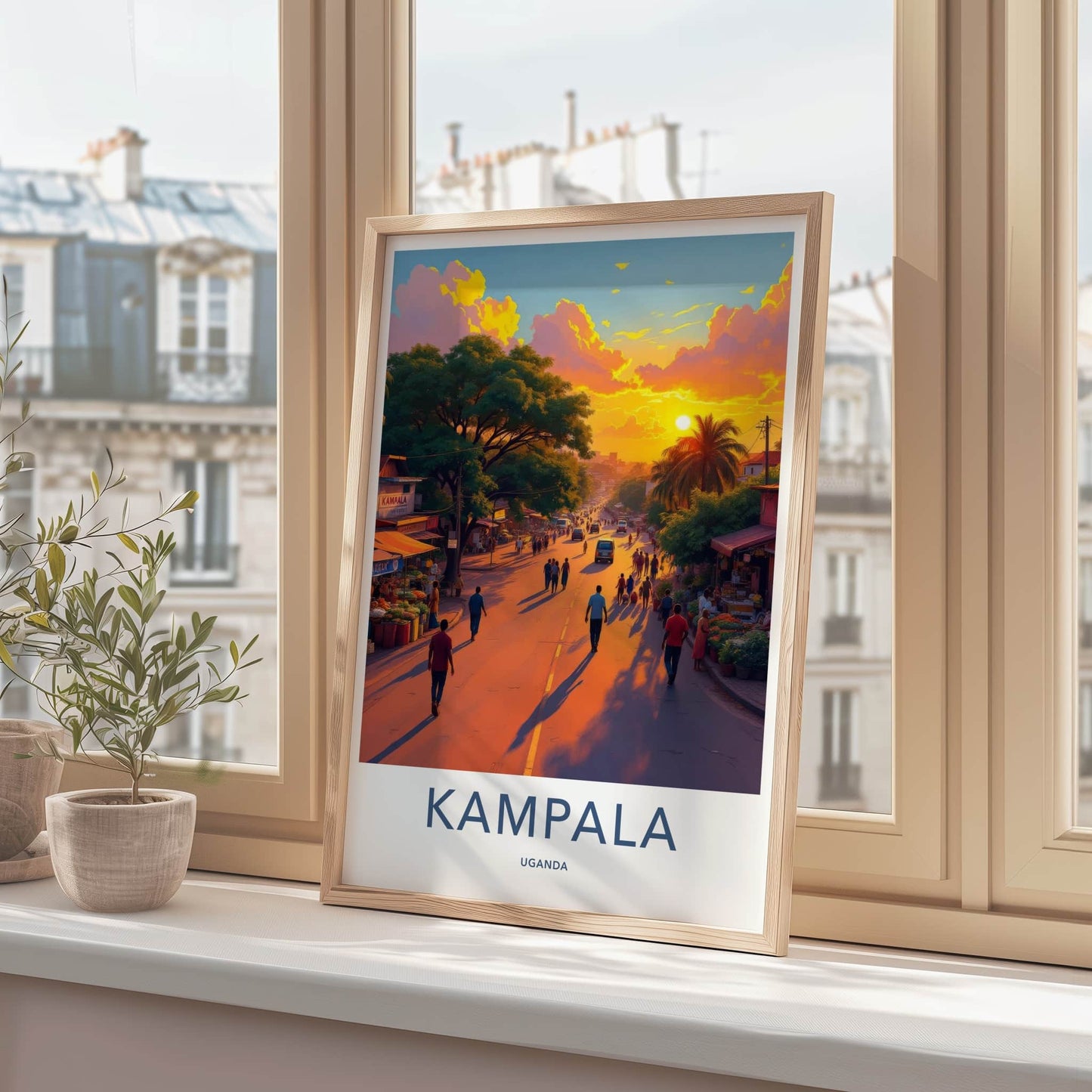 Kampala Poster - Uganda Travel Art - Vibrant Sunset Street Home Decor