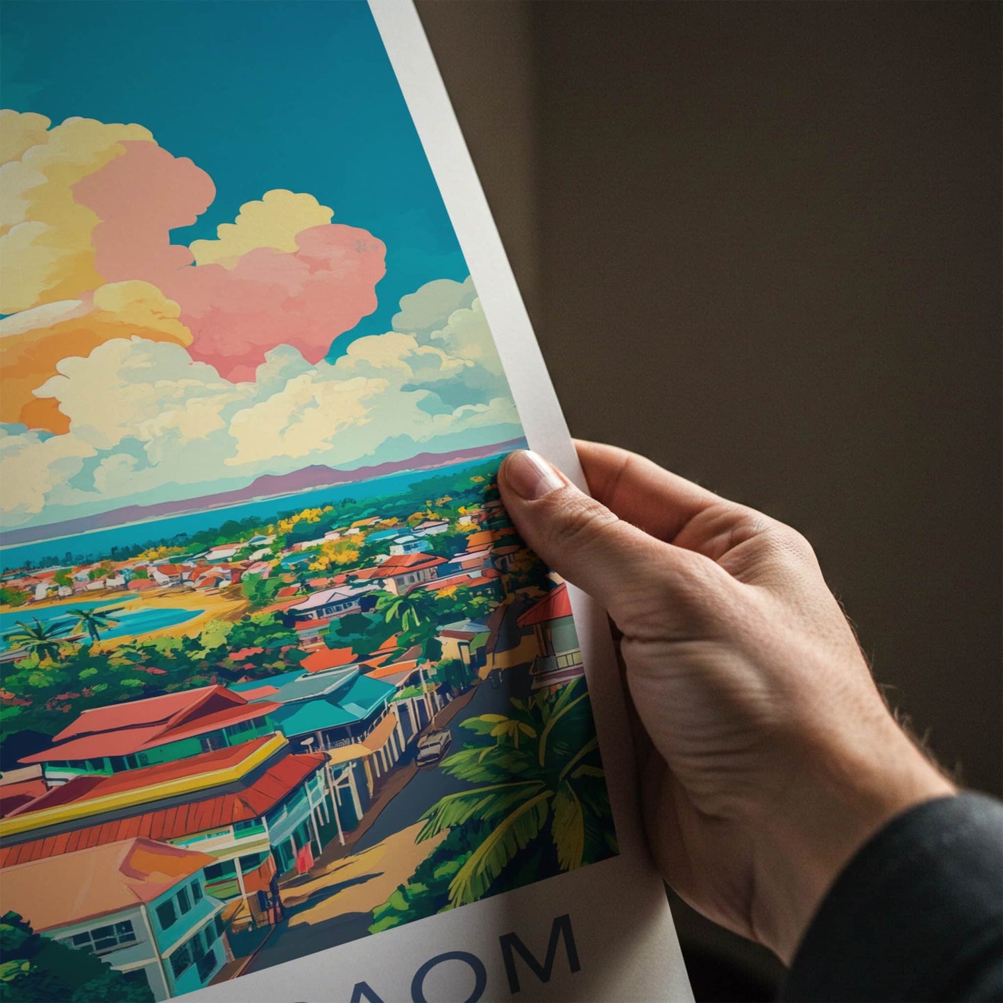 Kampong Saom Poster - Cambodia Travel Art - Vibrant Coastal City Wall Decor