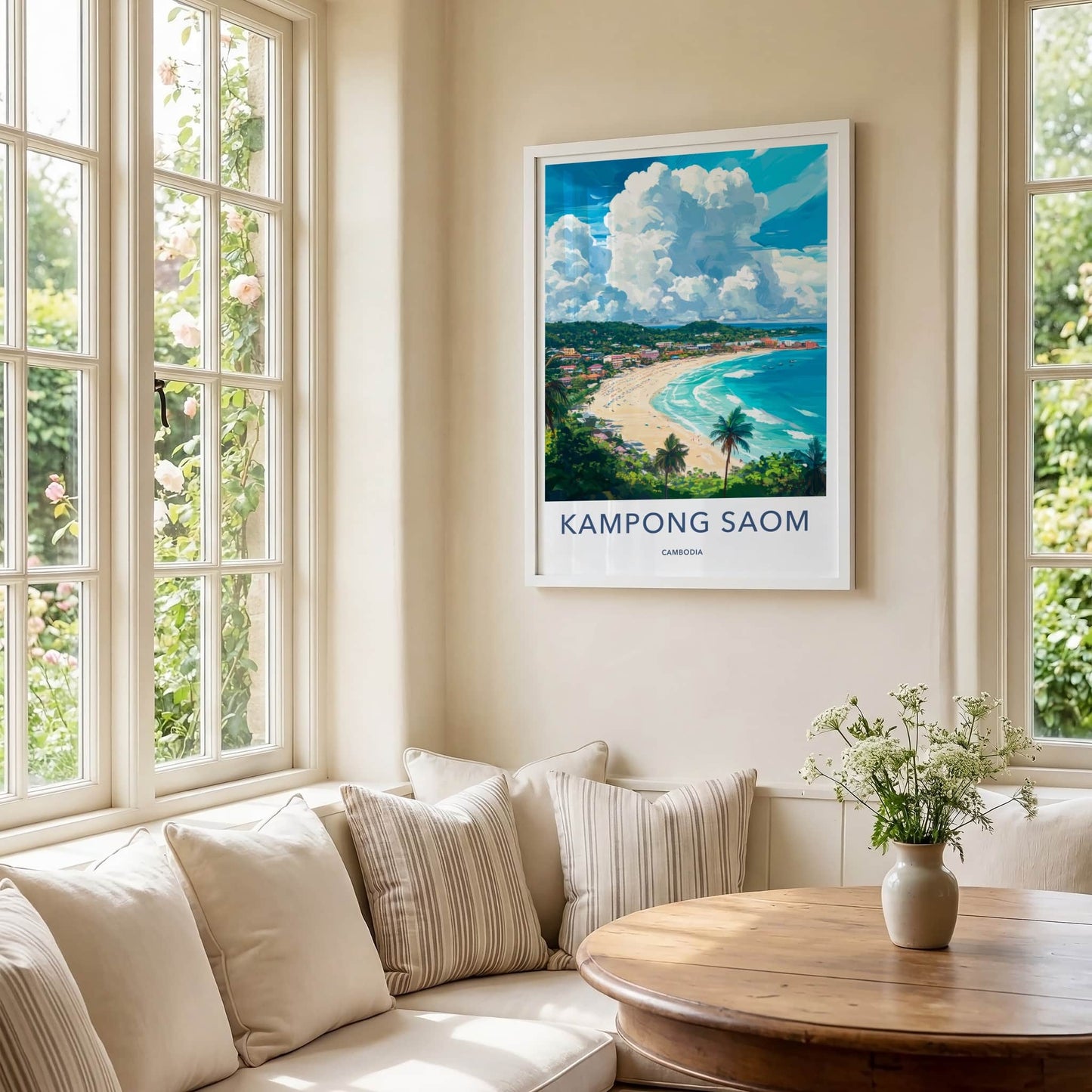 Kampong Saom Poster - Cambodia Travel Art - Vibrant Coastal Landscape Home Decor