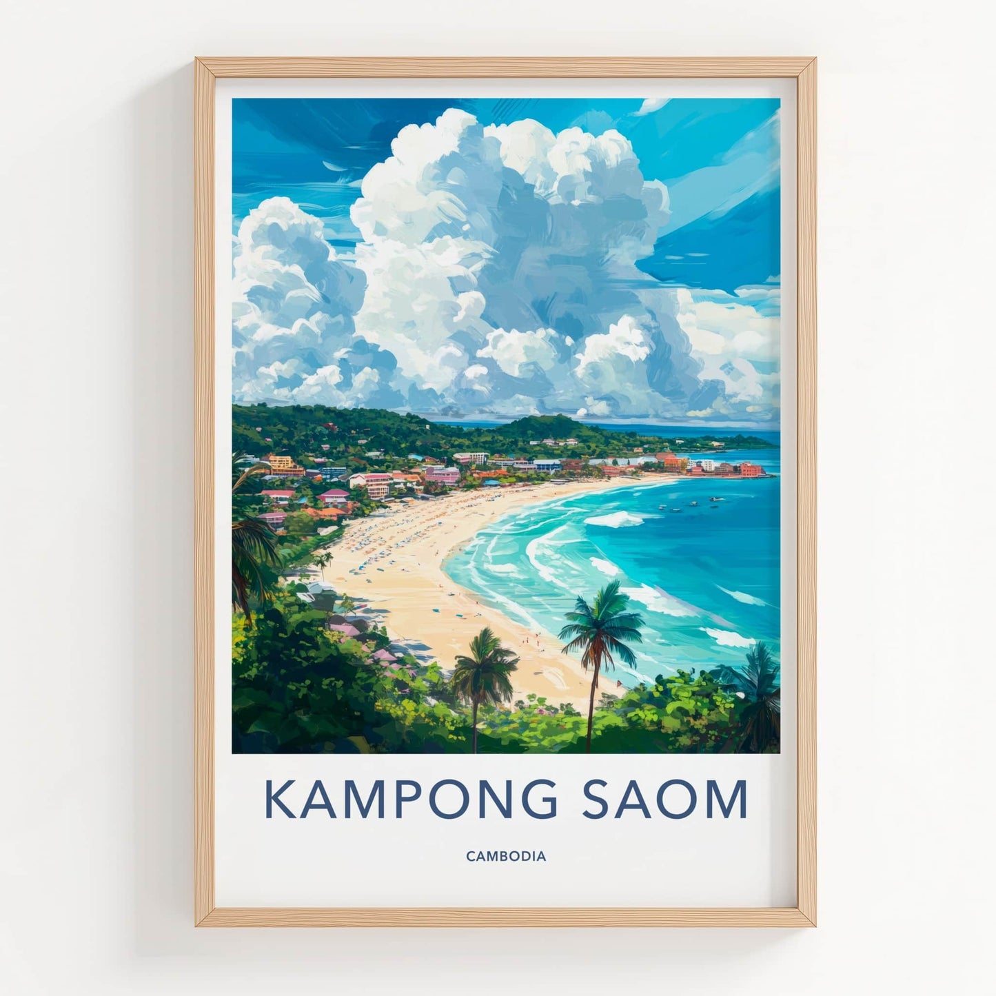 Kampong Saom Poster - Cambodia Travel Art - Vibrant Coastal Landscape Home Decor