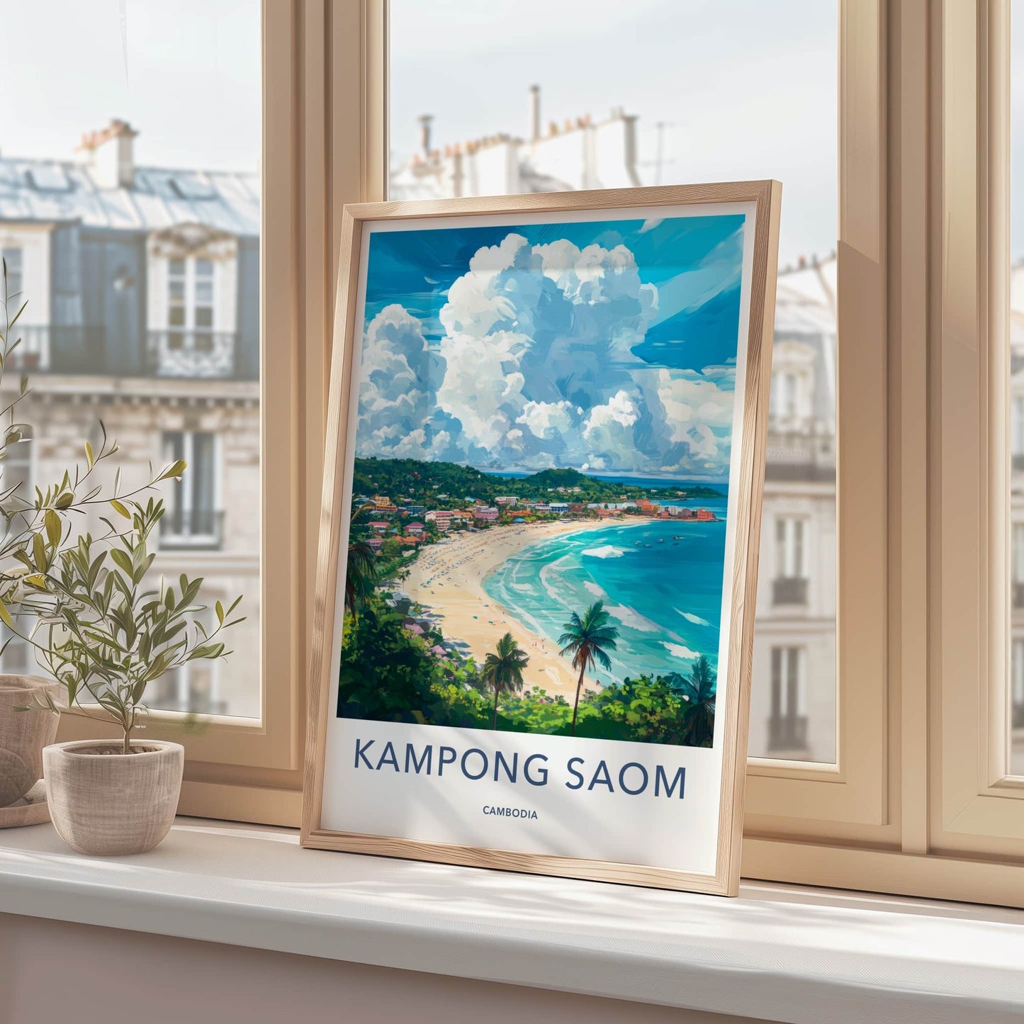 Kampong Saom Poster - Cambodia Travel Art - Vibrant Coastal Landscape Home Decor