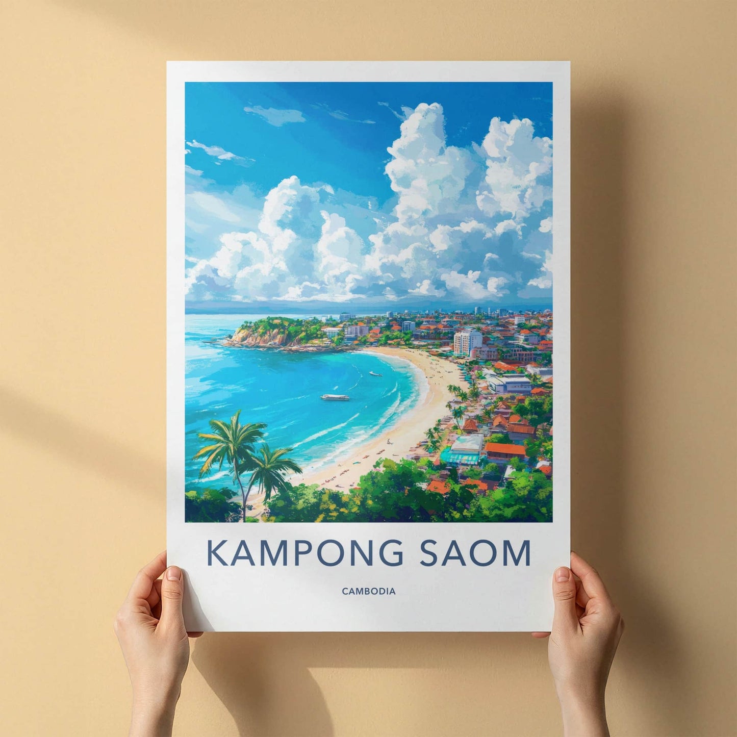 Kampong Saom Poster - Cambodia Travel Art - Vibrant Coastal Scene Home Decor