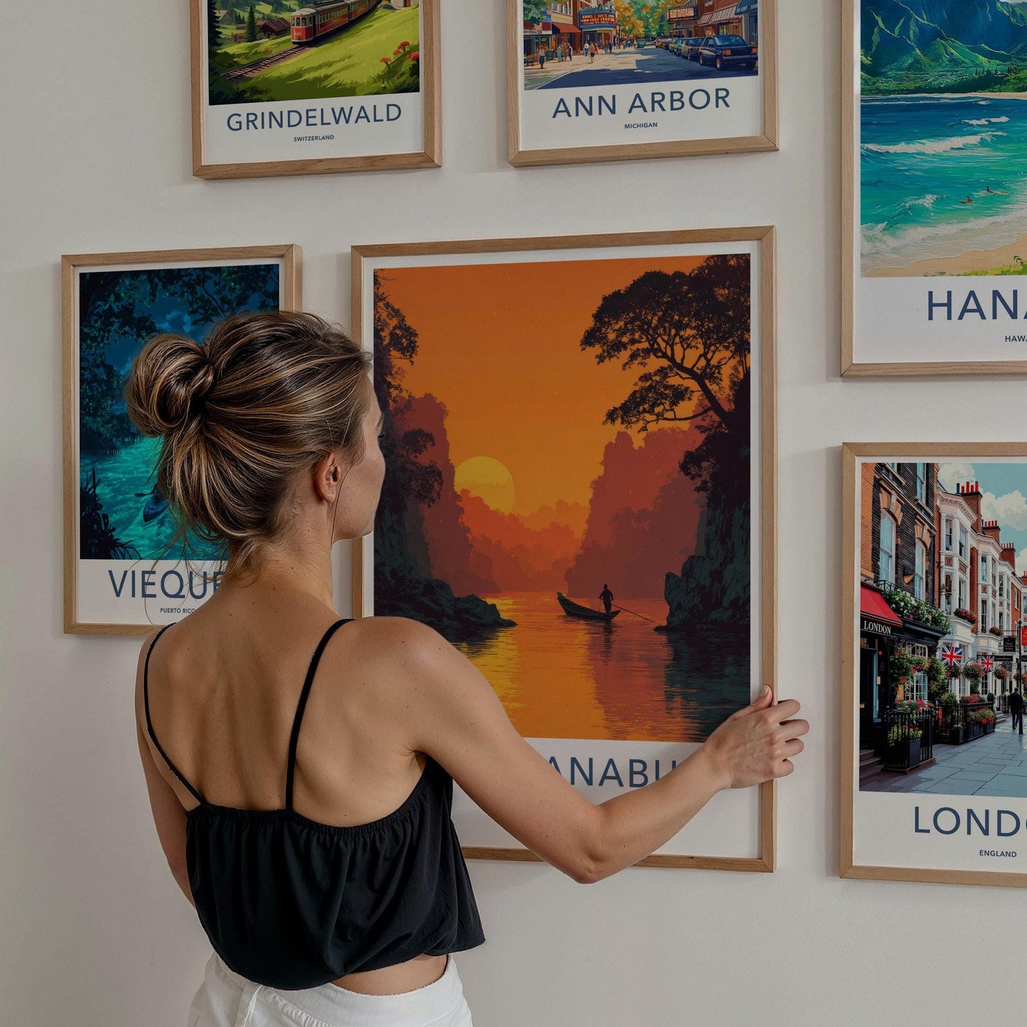 Kanchanaburi Poster - Thailand Travel Art - Sunset River Boat Home Decor