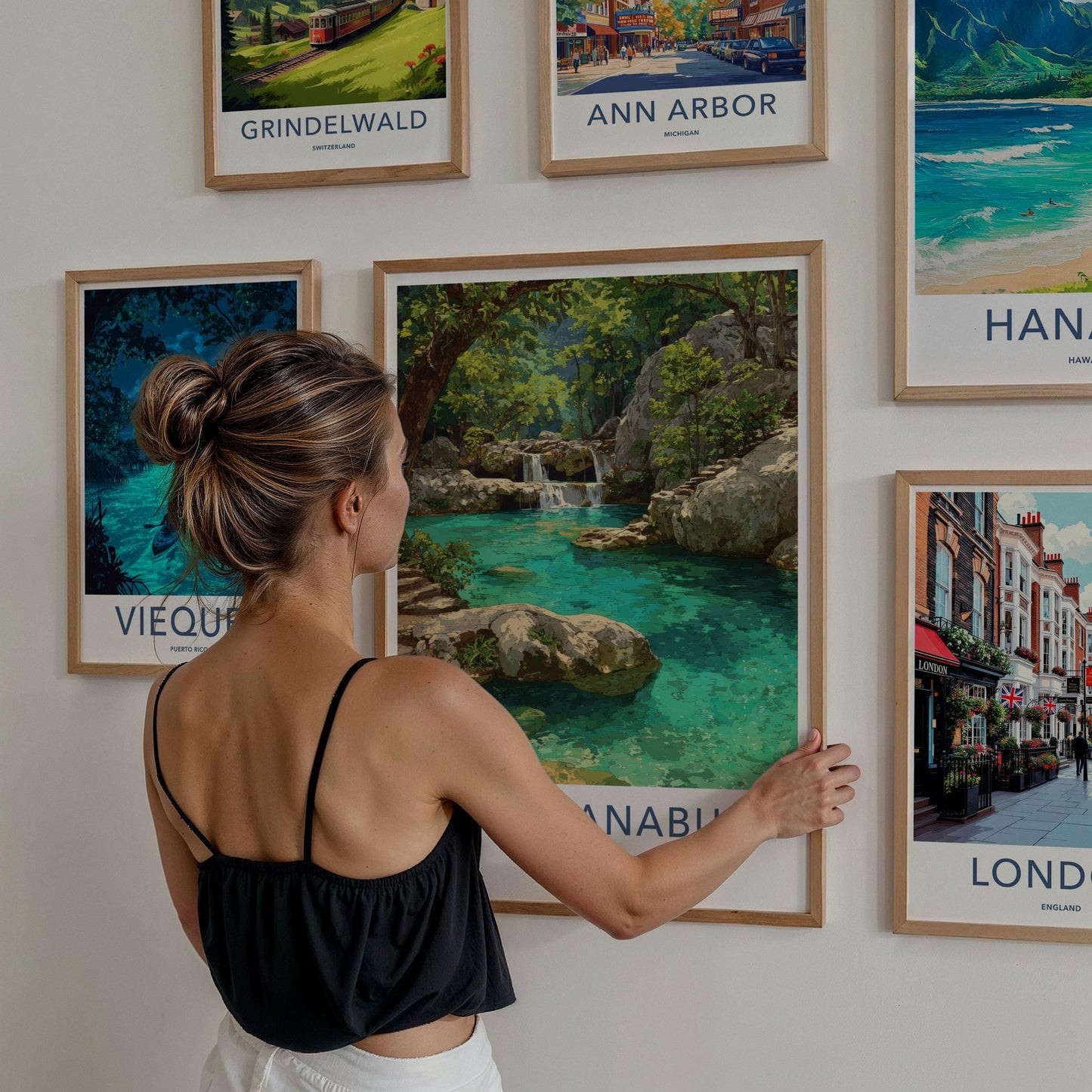 Kanchanaburi Poster - Thailand Wall Art - Lush Jungle Waterfall Home Decor