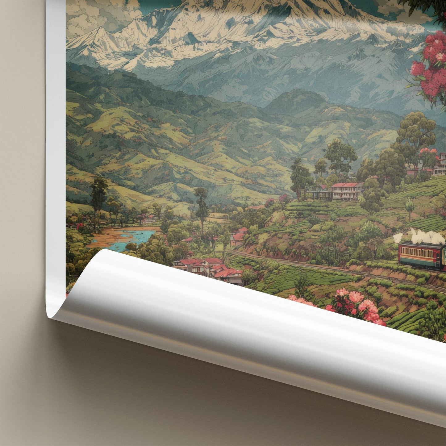 Kanchenjunga Poster - India Travel Art - Sikkim Himalayan Tea Train Home Decor