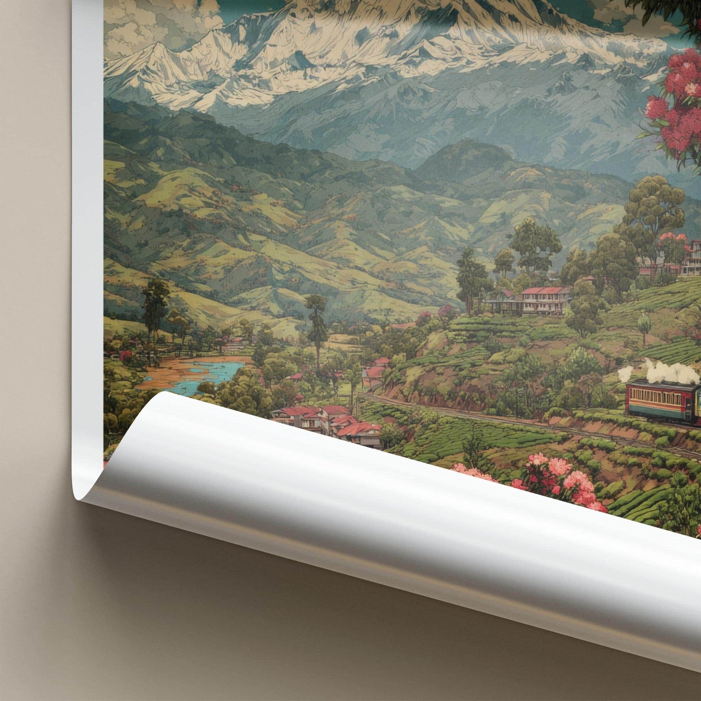 Kanchenjunga Poster - India Travel Art - Sikkim Himalayan Tea Train Home Decor