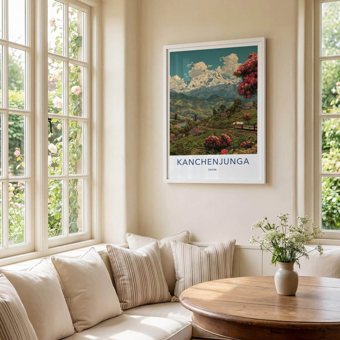 Kanchenjunga Poster - India Travel Art - Sikkim Himalayan Tea Train Home Decor