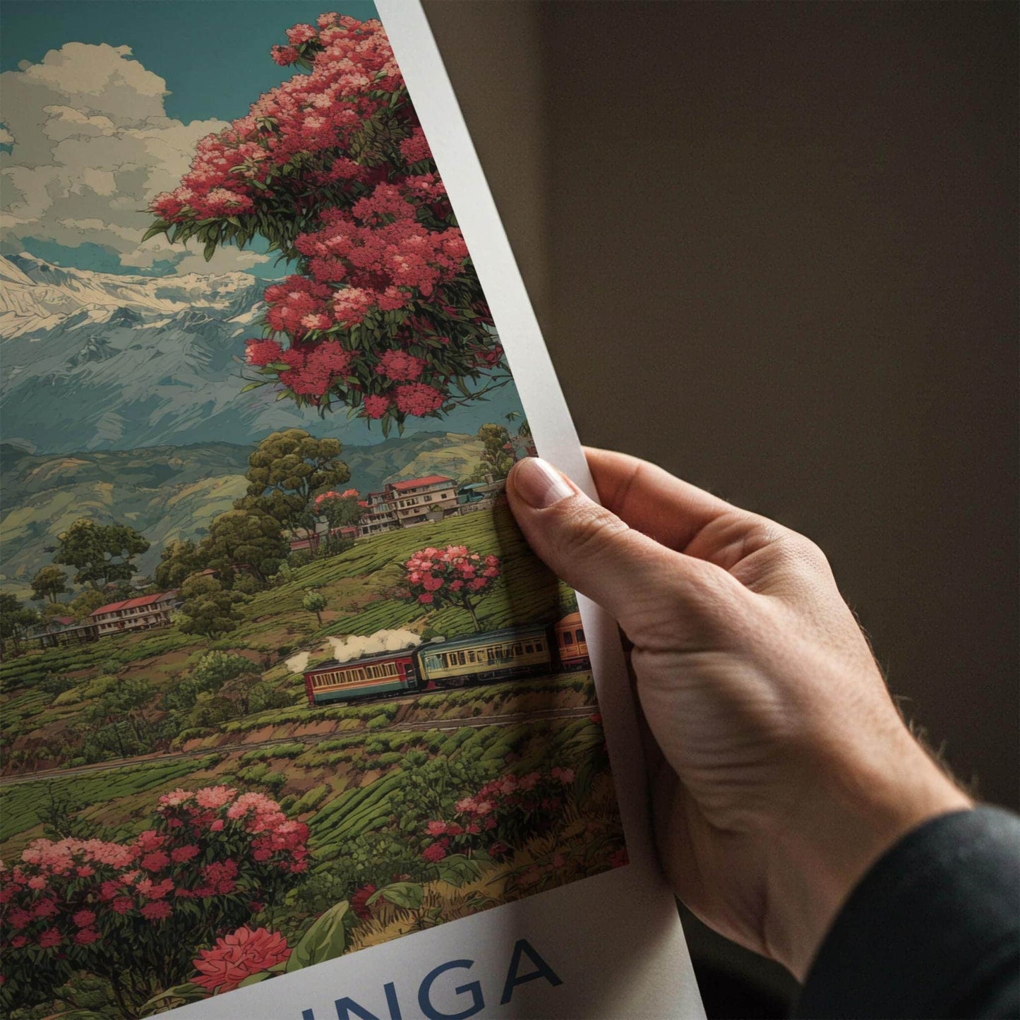 Kanchenjunga Poster - India Travel Art - Sikkim Himalayan Tea Train Home Decor