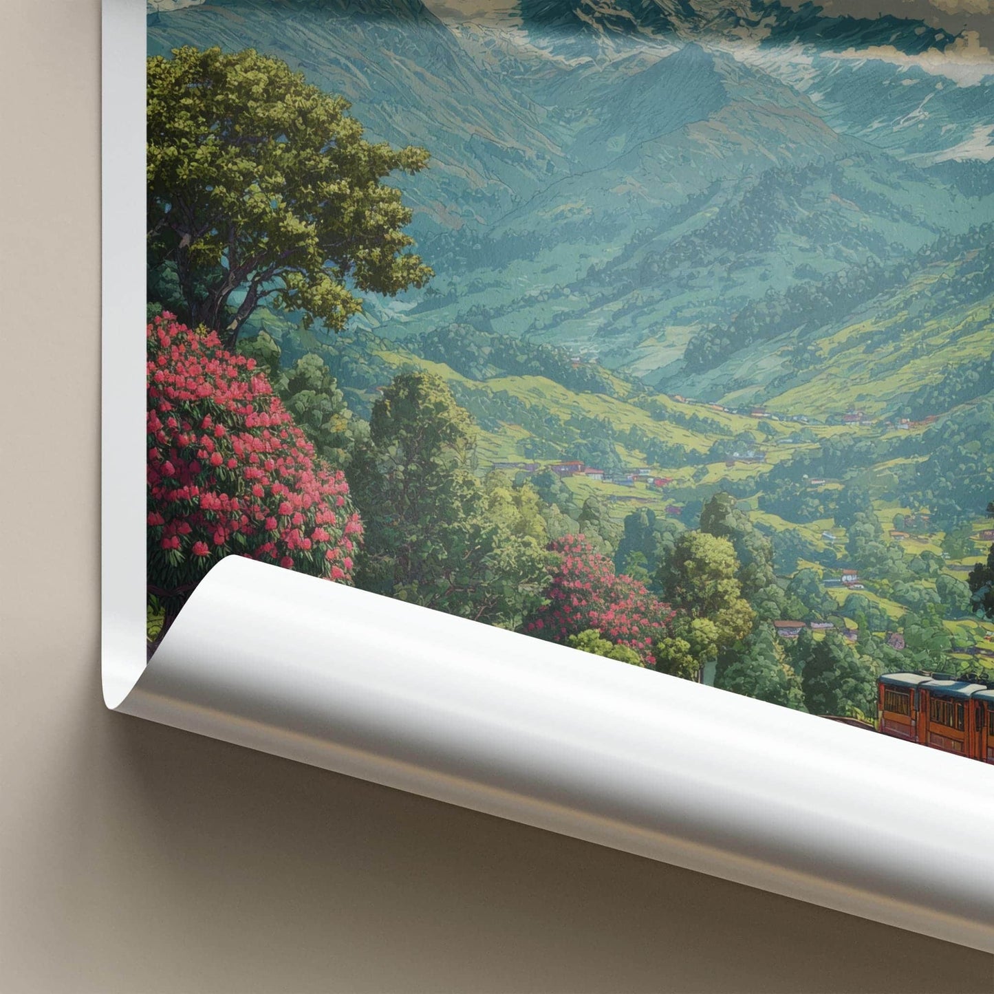 KANCHENJUNGA Poster - India Travel Art - Sikkim Mountain Tea Train Home Decor