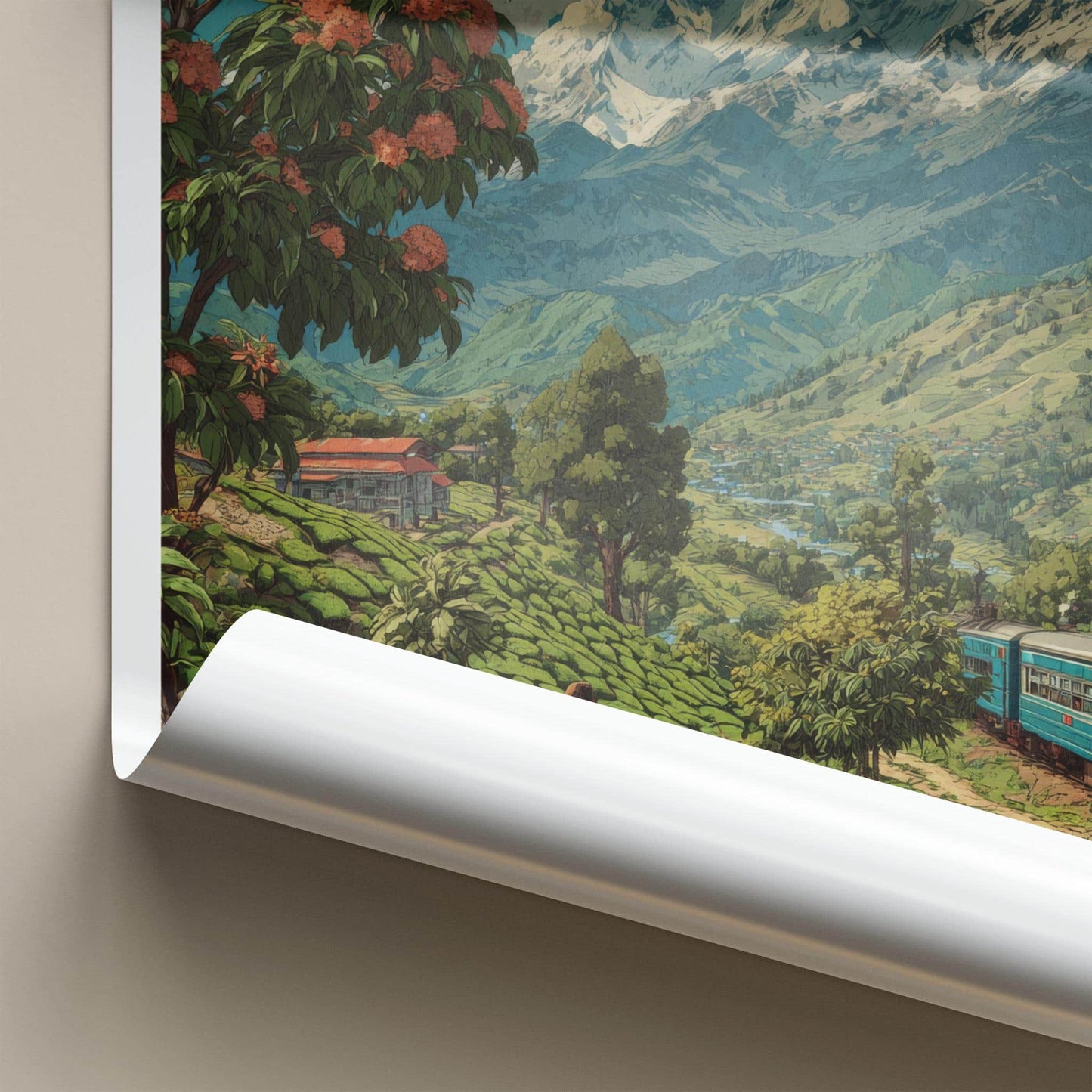 Kanchenjunga Poster - India Travel Art - Sikkim Mountain Train Home Decor