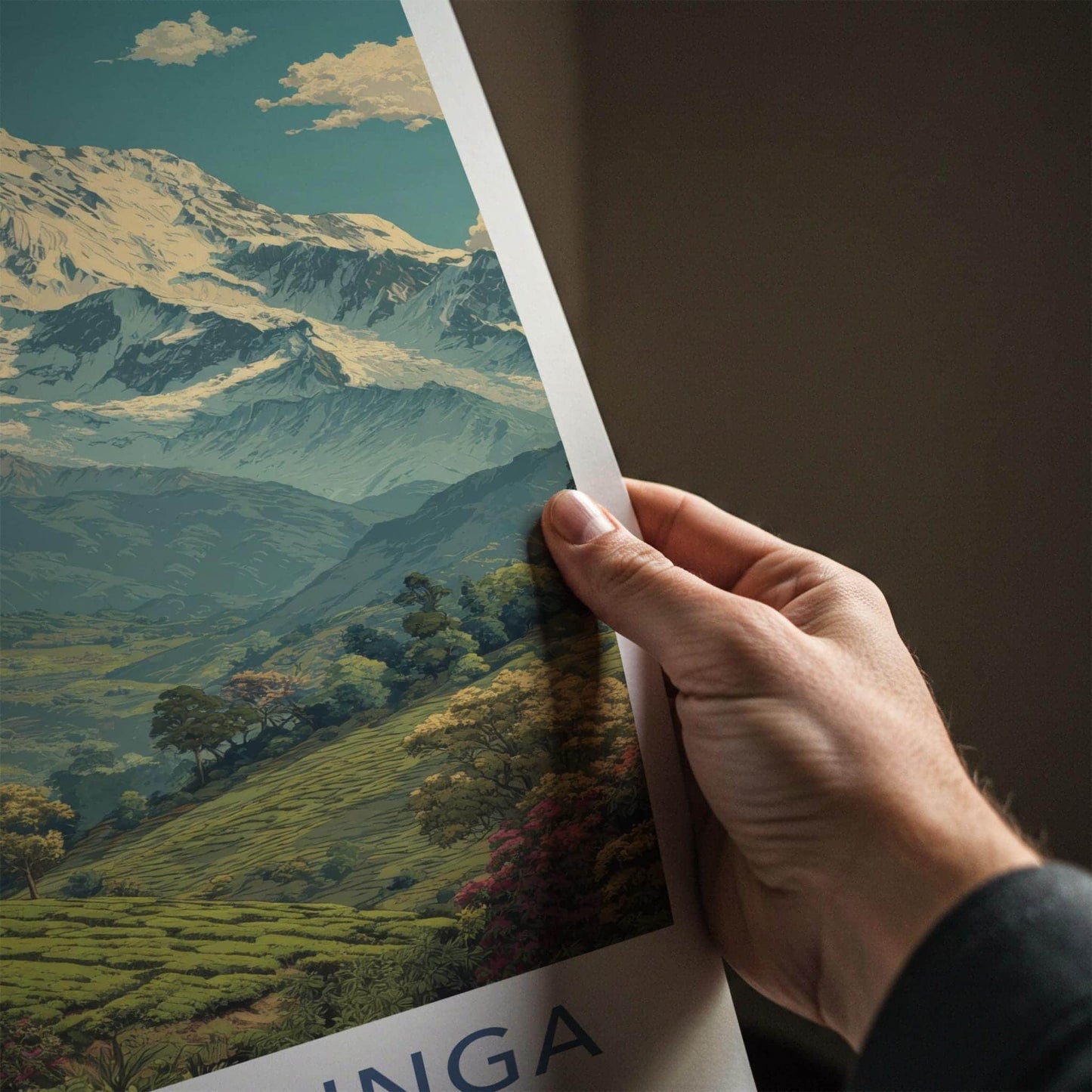 Kanchenjunga Poster - India Travel Art - Sikkim Mountain Train Home Decor