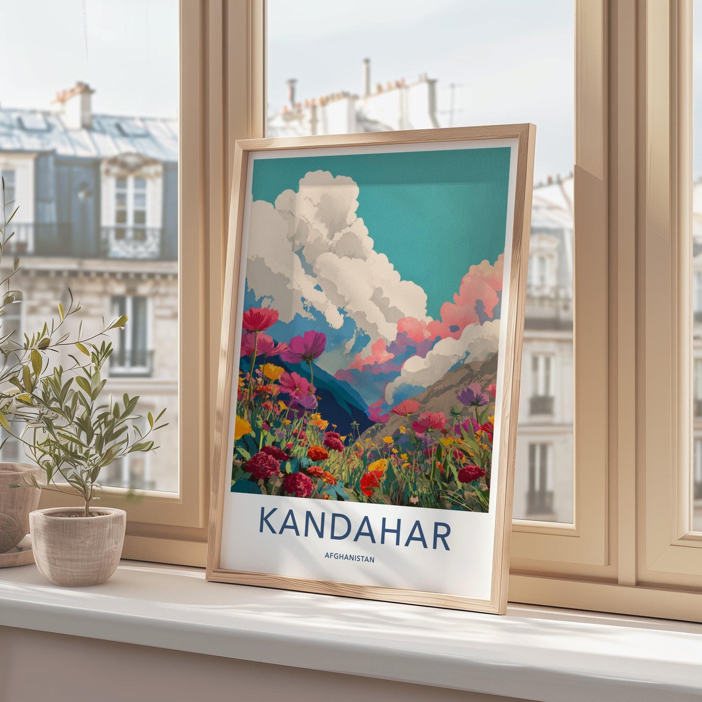 Kandahar Poster - Afghanistan Travel Art - Colorful Flower Field Home Decor