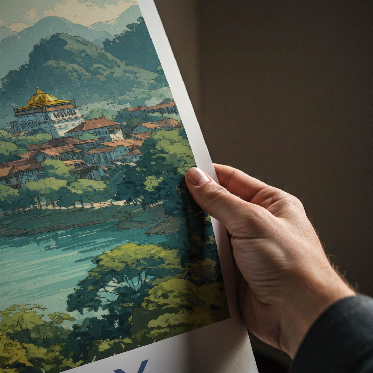 Kandy Poster - Sri Lanka Lakeside Temple Home Decor