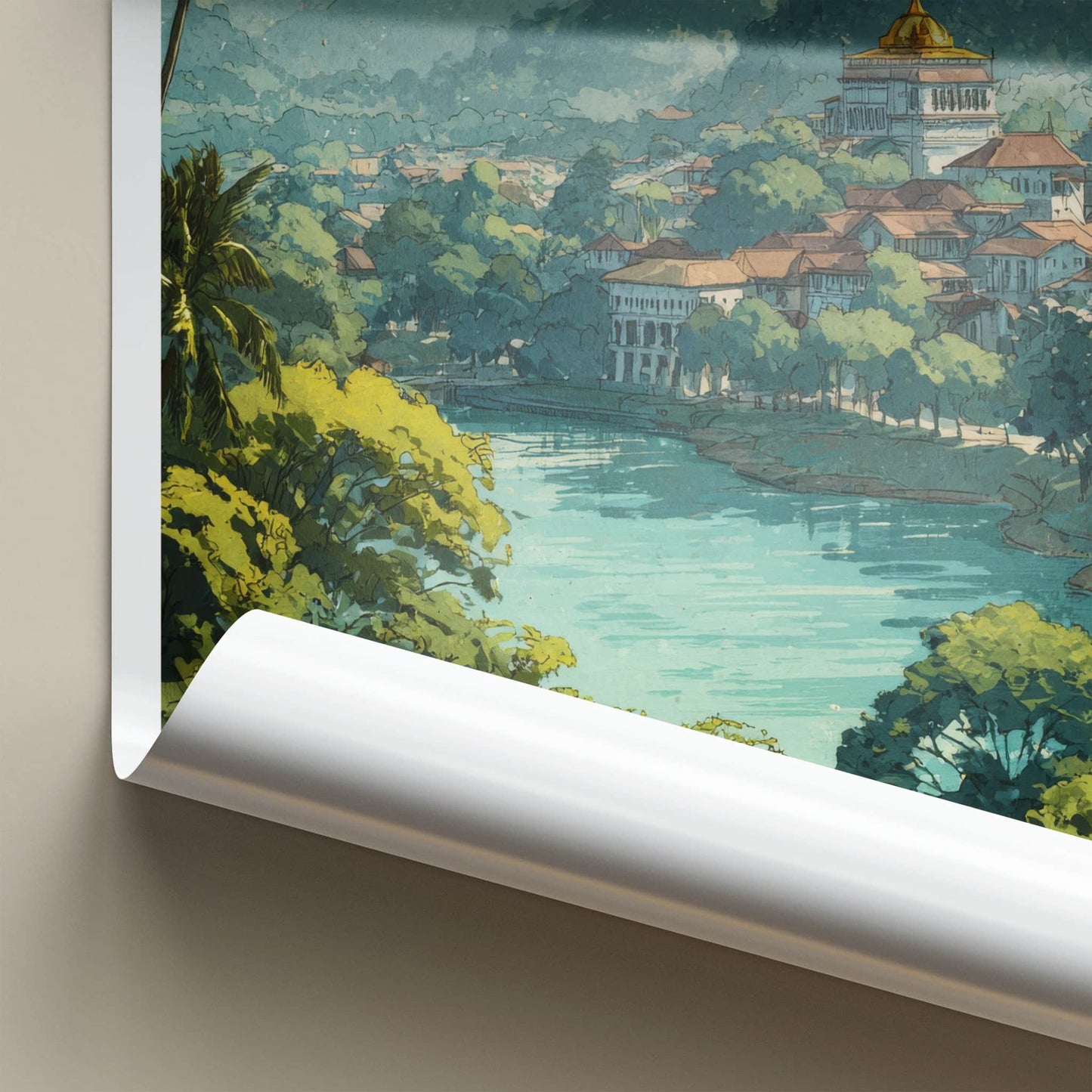 Kandy Poster - Sri Lanka Lakeside Temple Home Decor