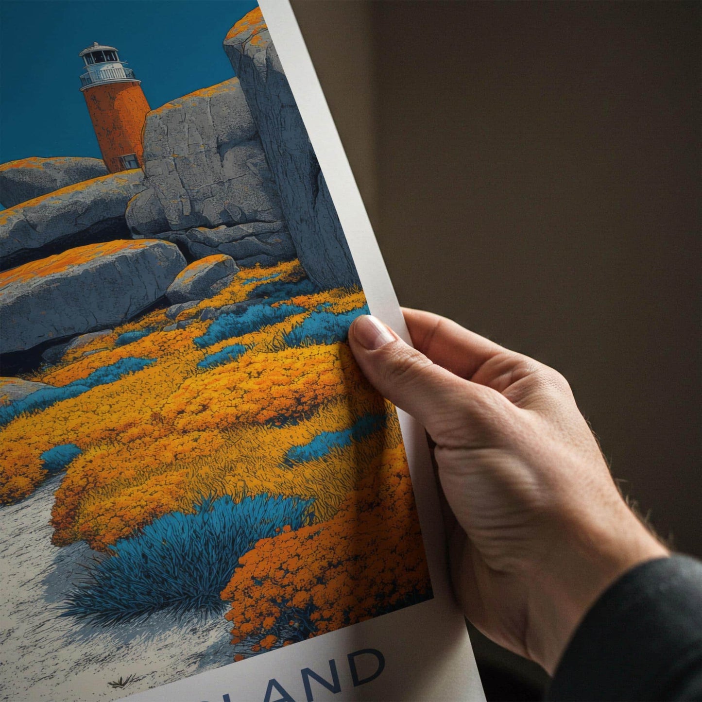 Kangaroo Island Poster - Australia Travel Art - Coastal Cliffs Lighthouse Home Decor