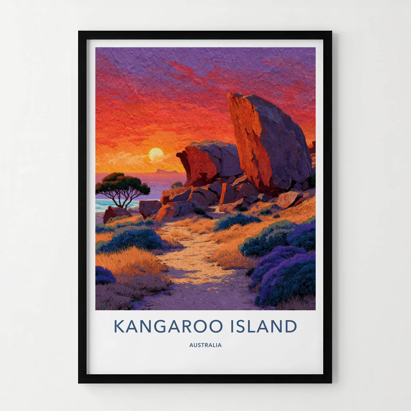 Kangaroo Island Poster - Australia Travel Art - Coastal Rocks Sunset Wall Decor